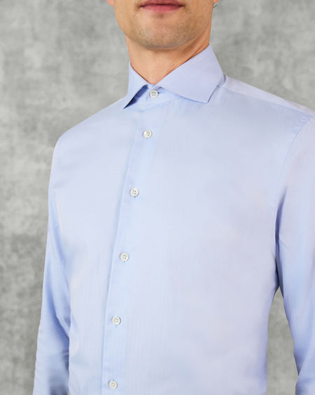 Mawbey Cotton Cut Away Double Cuff Shirt Blue