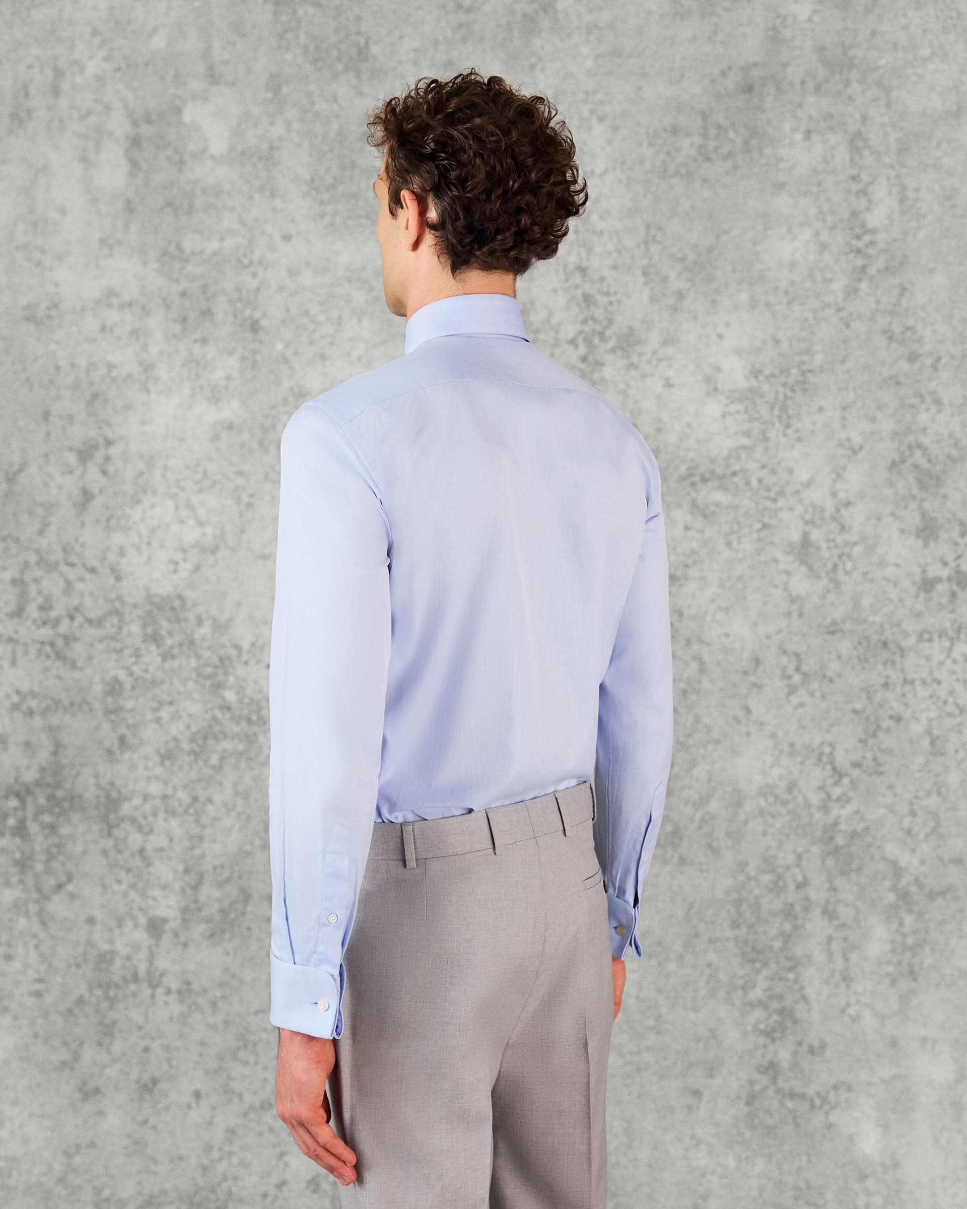 Mawbey Cotton Cut Away Double Cuff Shirt Blue