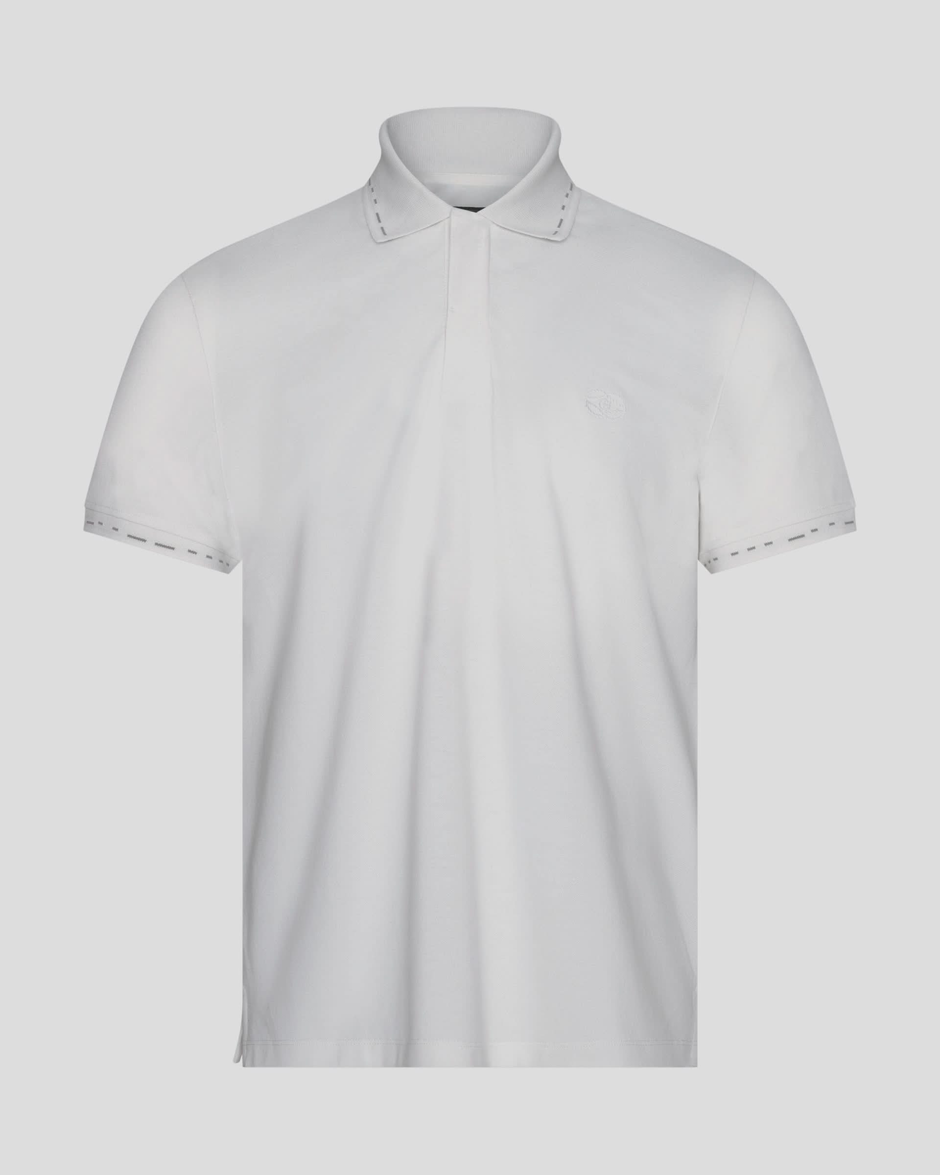 Martin Cotton & Silk Short Sleeve Jersey Polo Shirt White