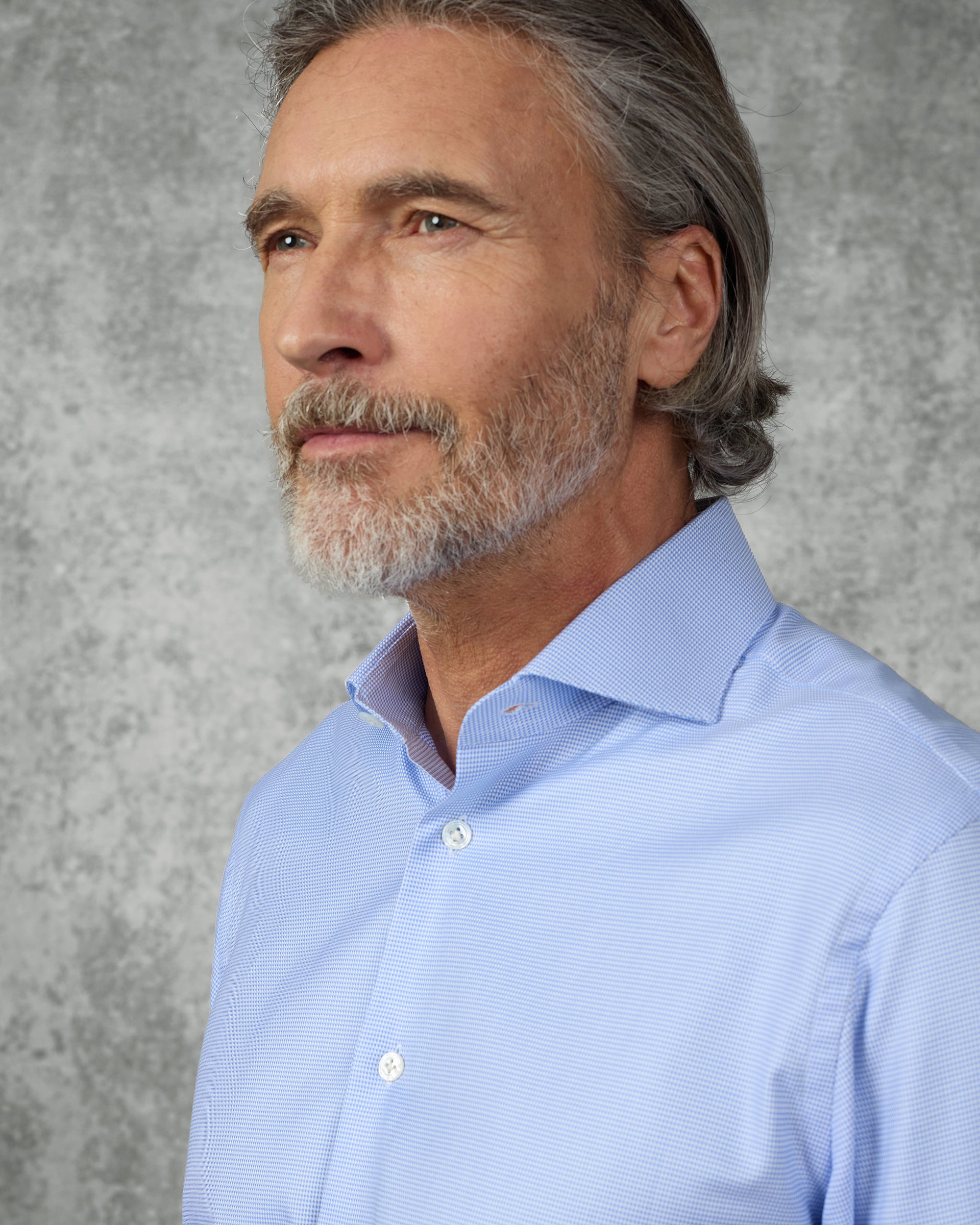 Mawbey Cotton Cut Away Double Cuff Shirt Blue