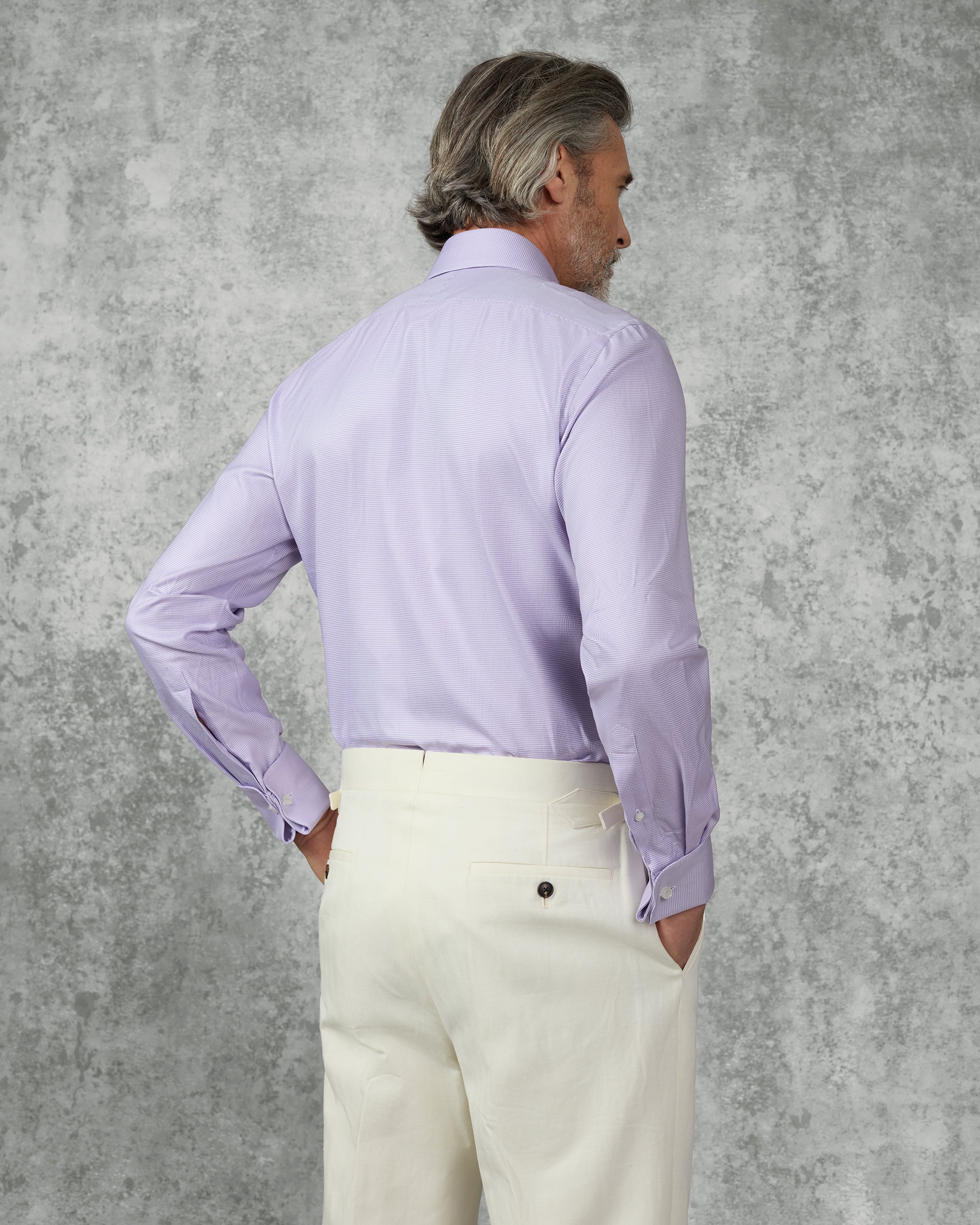 Mawbey Cotton Cut Away Double Cuff Shirt Lilac