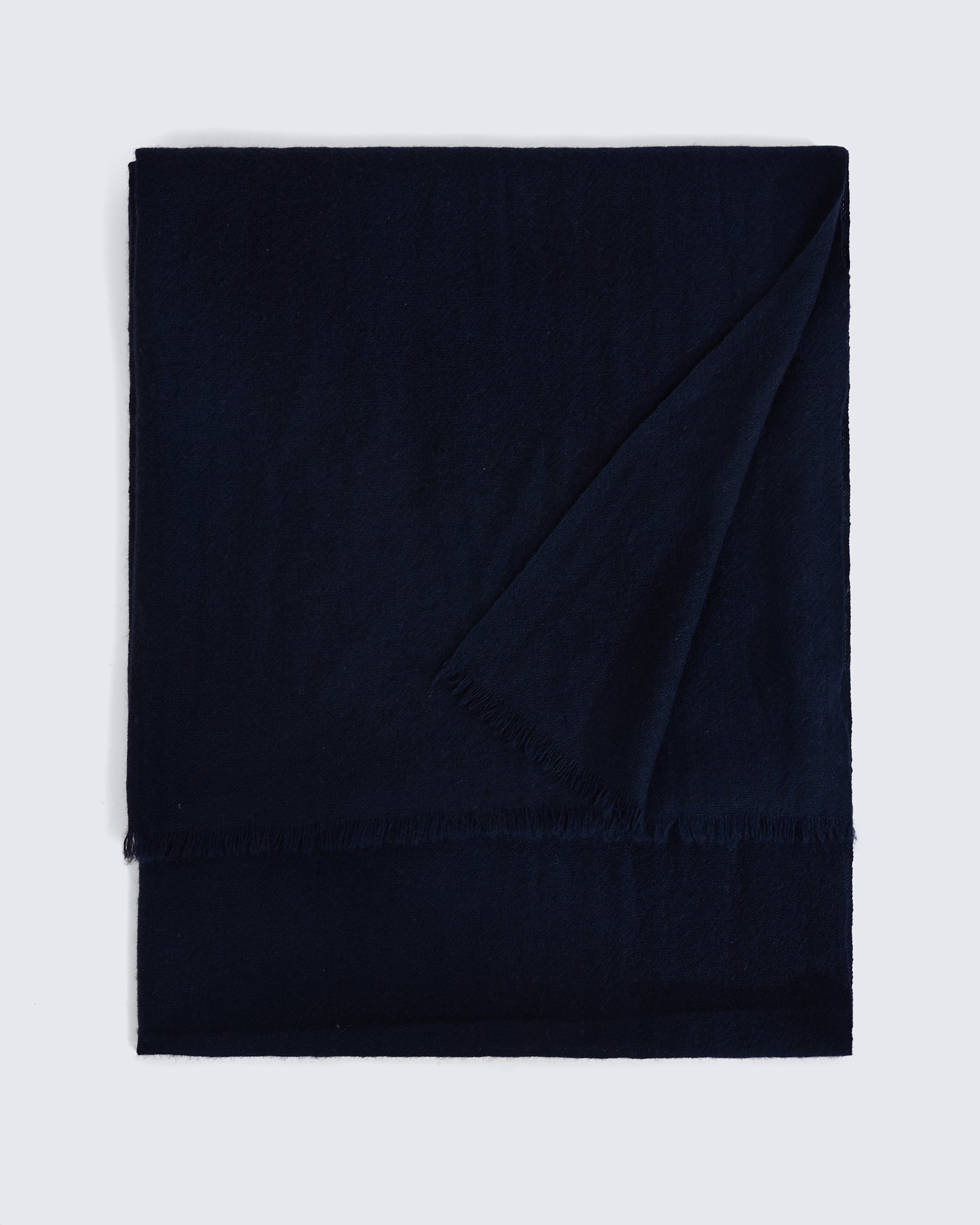 Shand Cashmere & Silk Scarf Navy Plain