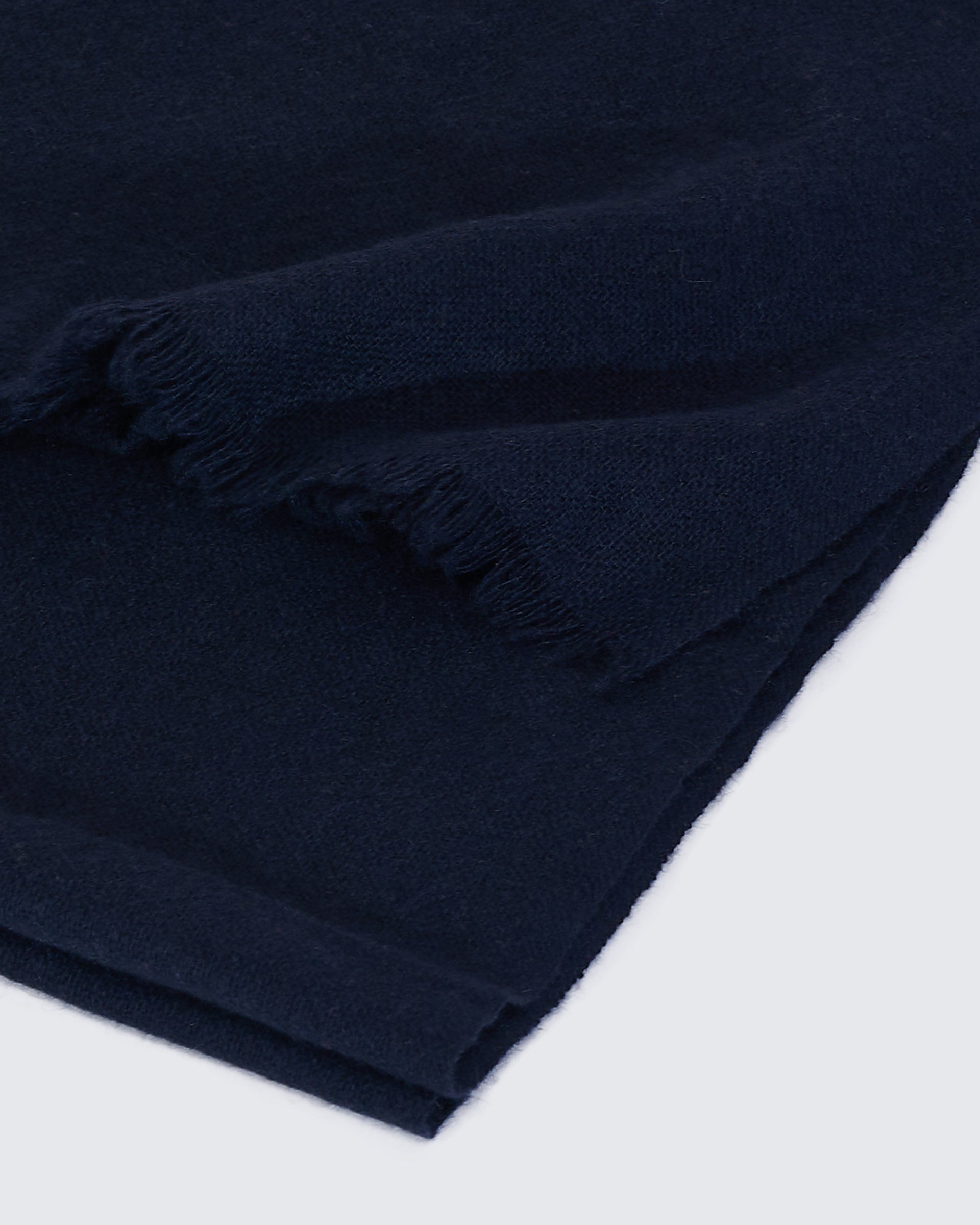 Shand Cashmere & Silk Scarf Navy Plain