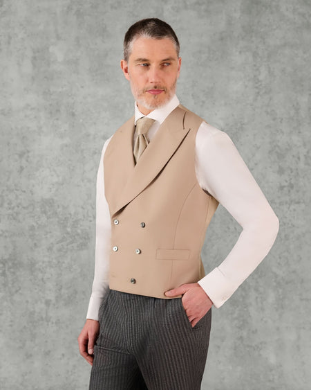 Nicholson Wool Double Breasted Waistcoat Grey