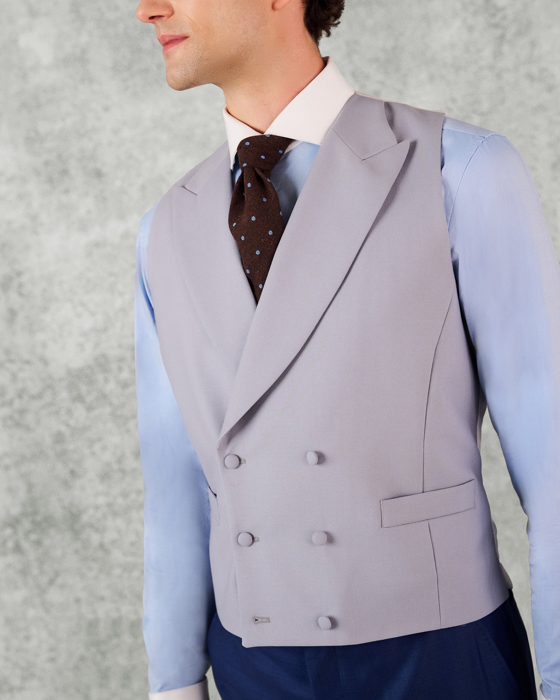 Nicholson Wool Double Breasted Waistcoat Grey