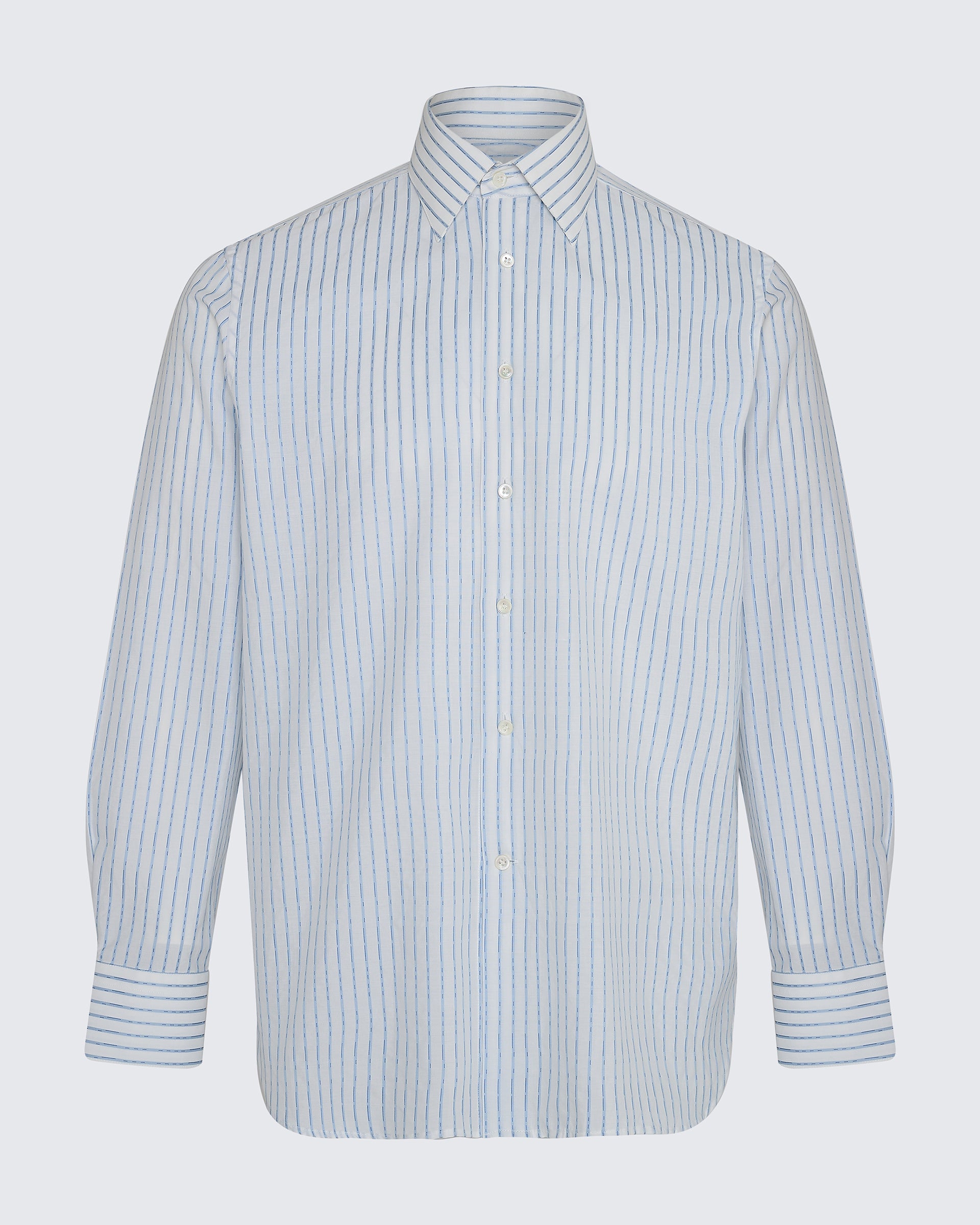 Pennell Cotton Morse Code Stripe Shirt Sky Blue