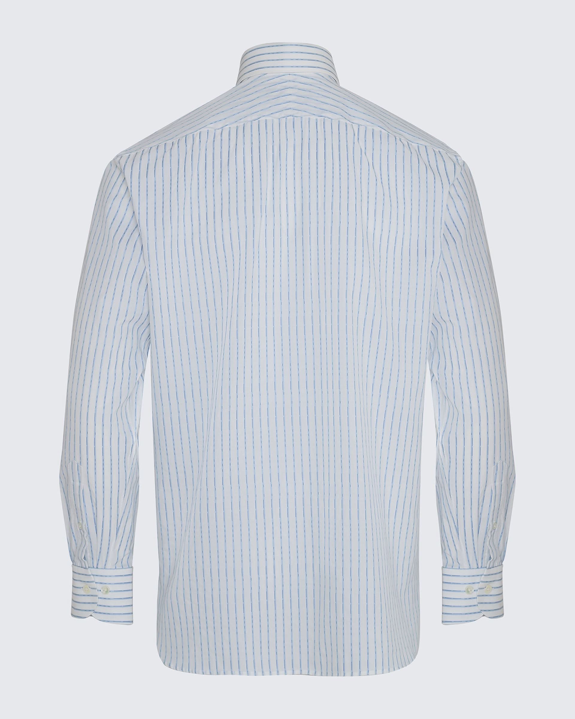 Pennell Cotton Morse Code Stripe Shirt Sky Blue