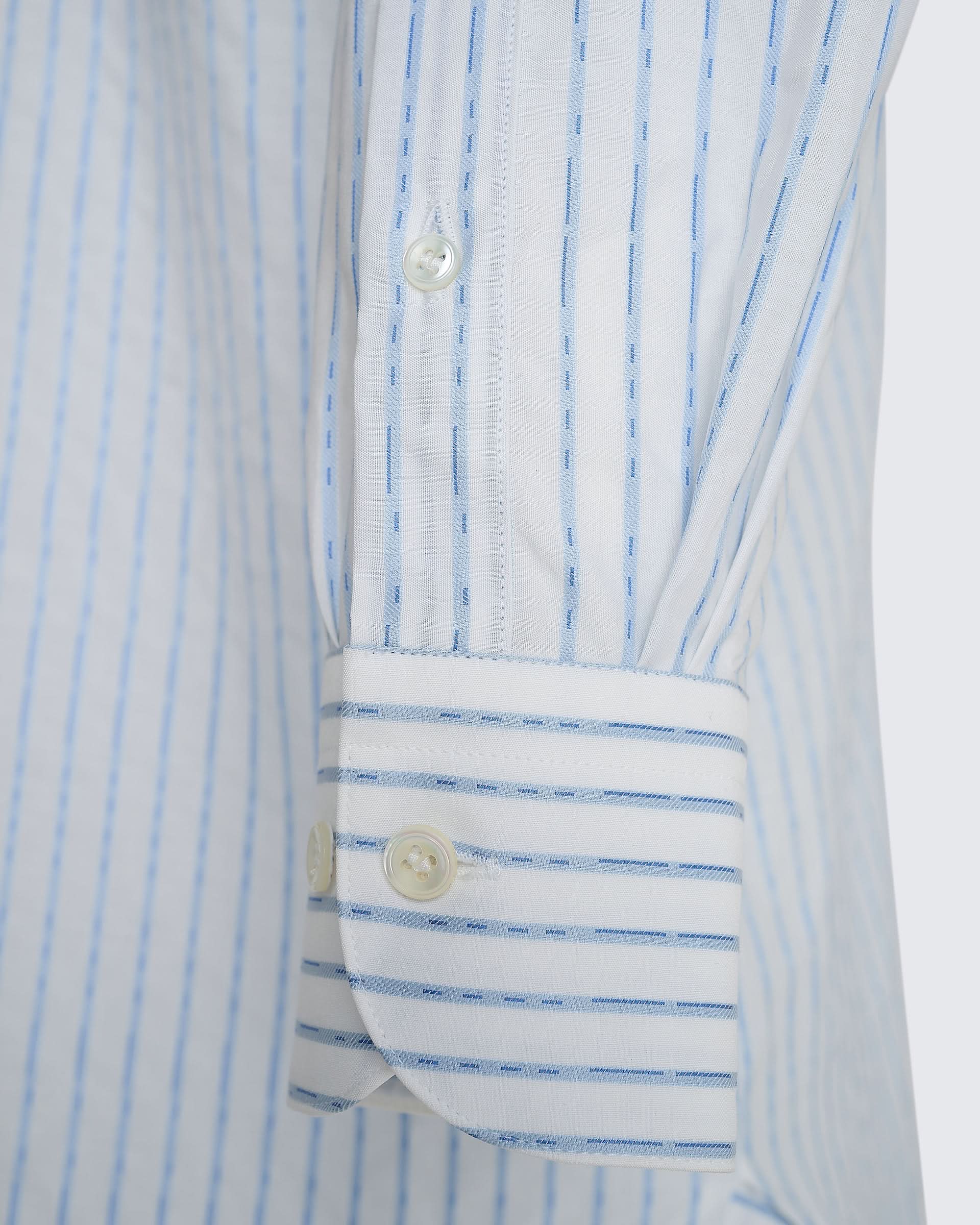 Pennell Cotton Morse Code Stripe Shirt Sky Blue