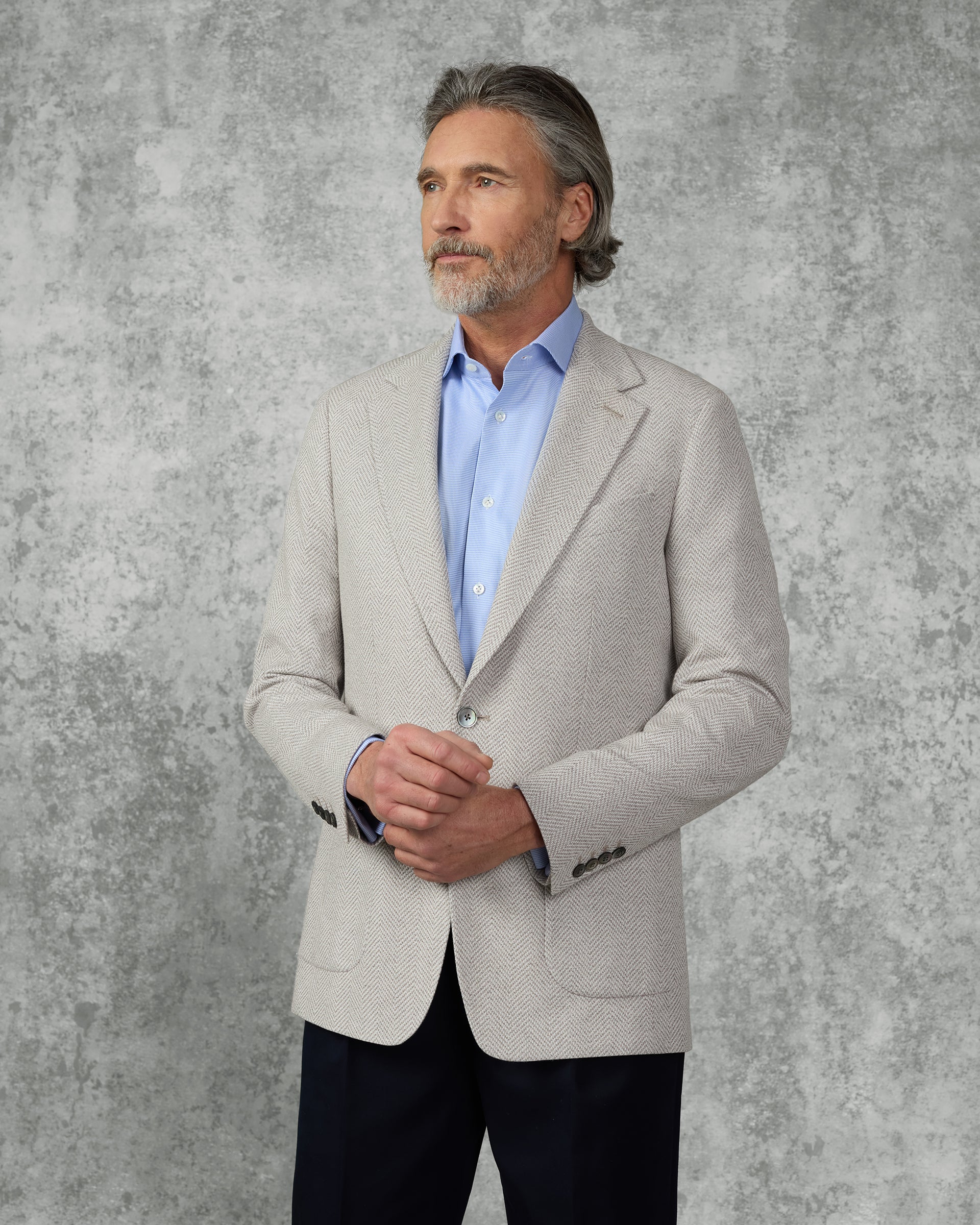 Pasco Jersey Herringbone Blazer Oatmeal