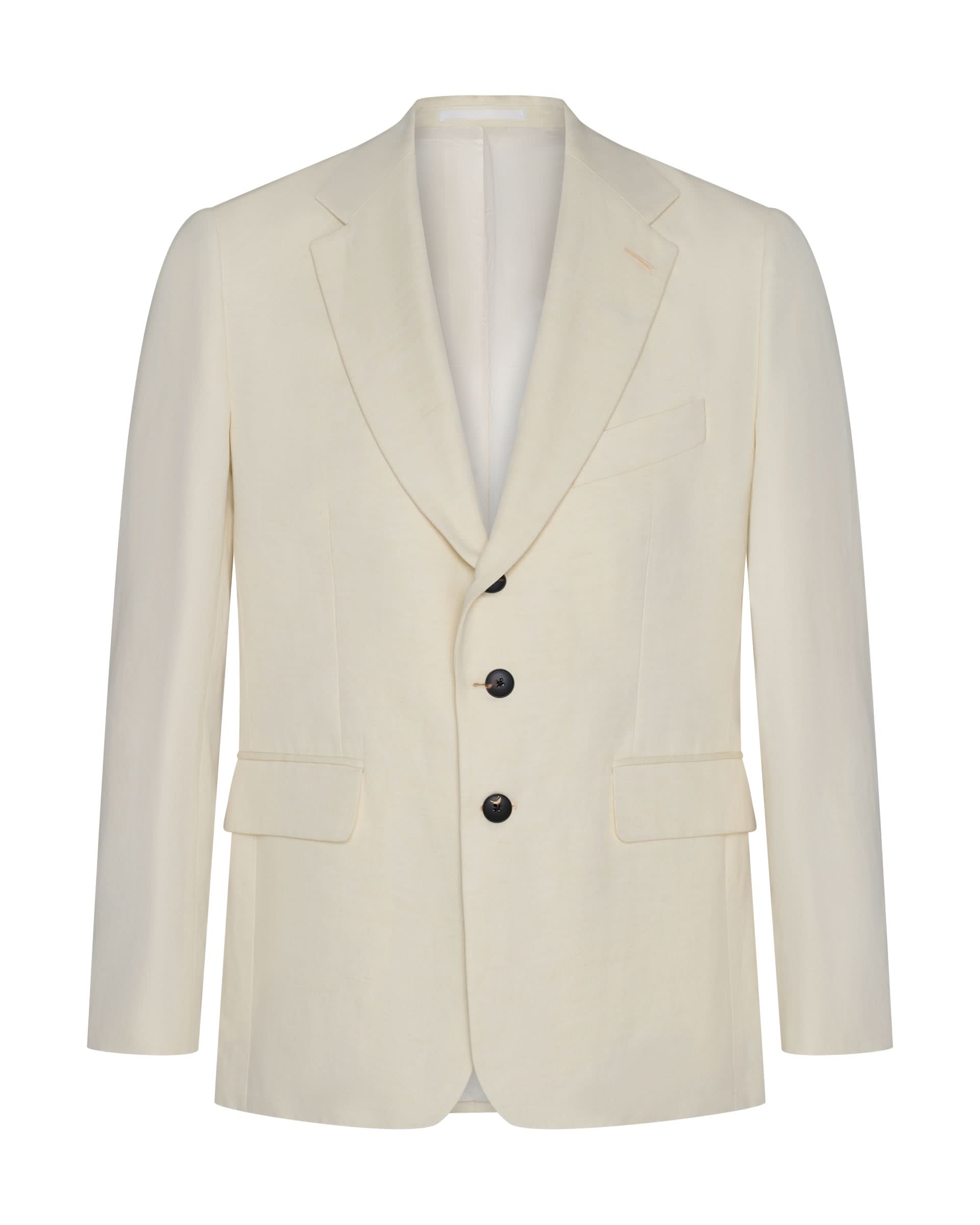 Pearce Cotton Linen Herringbone Suit Jacket White