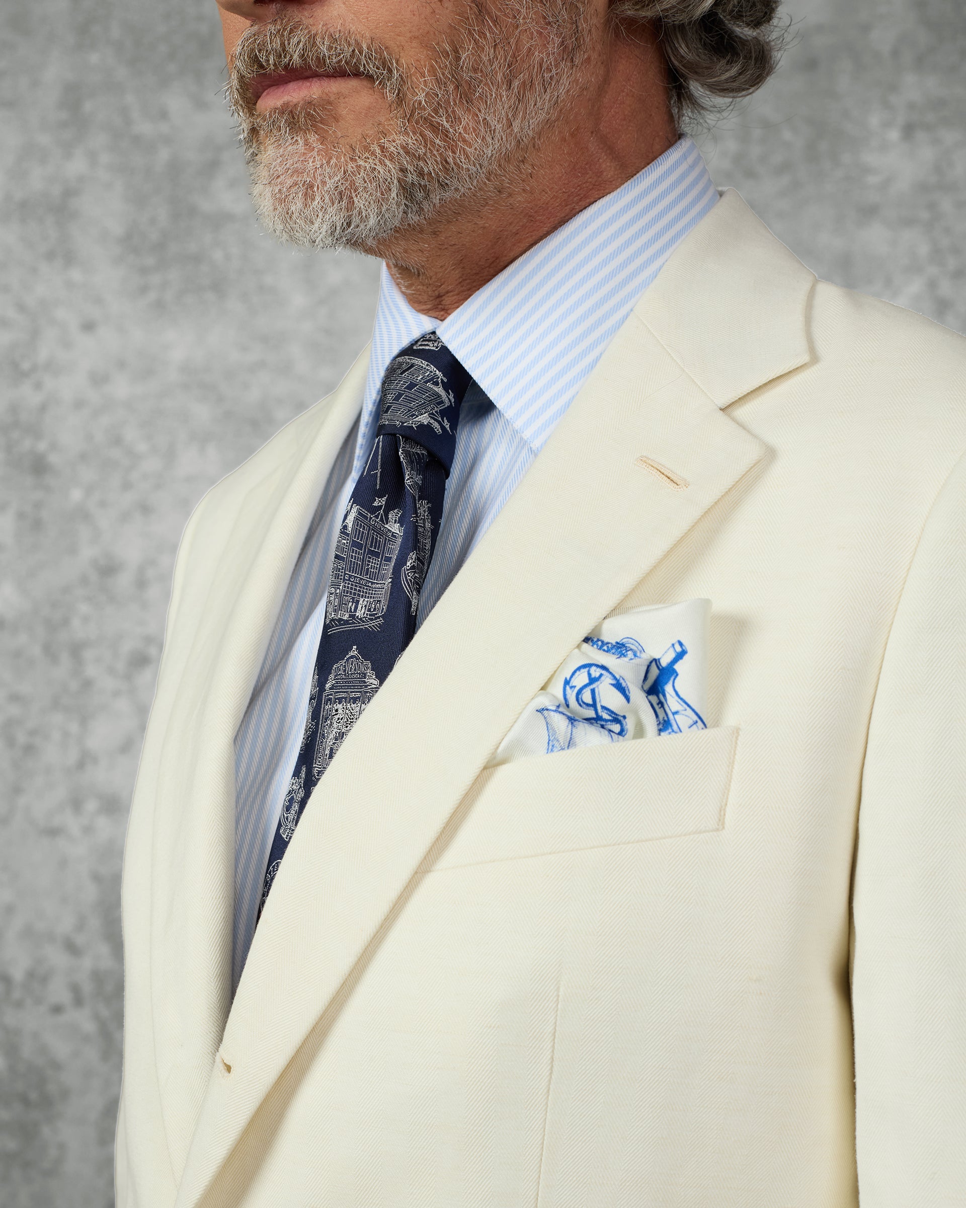 Pearce Cotton & Linen Herringbone Suit White