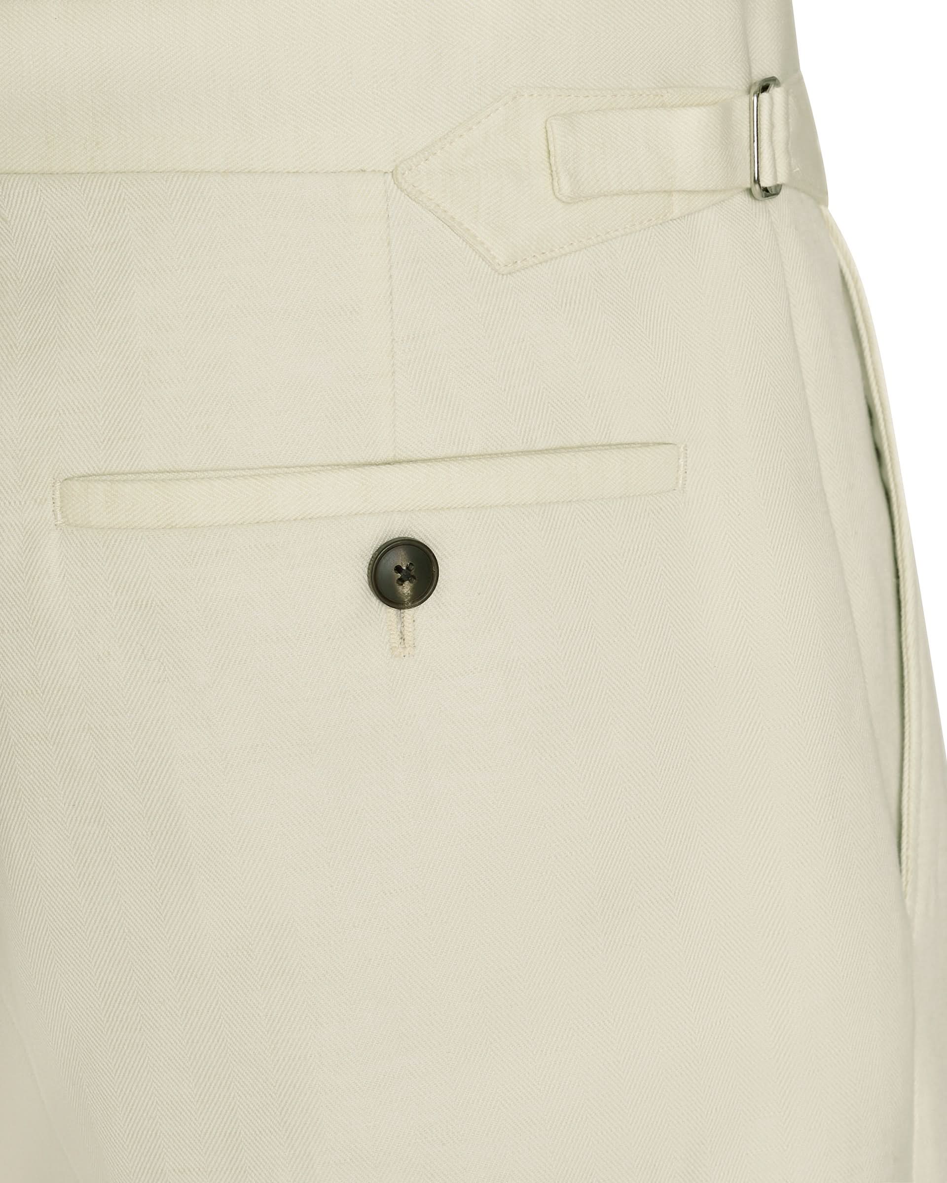Pearce Cotton Linen Herringbone Suit Trouser White