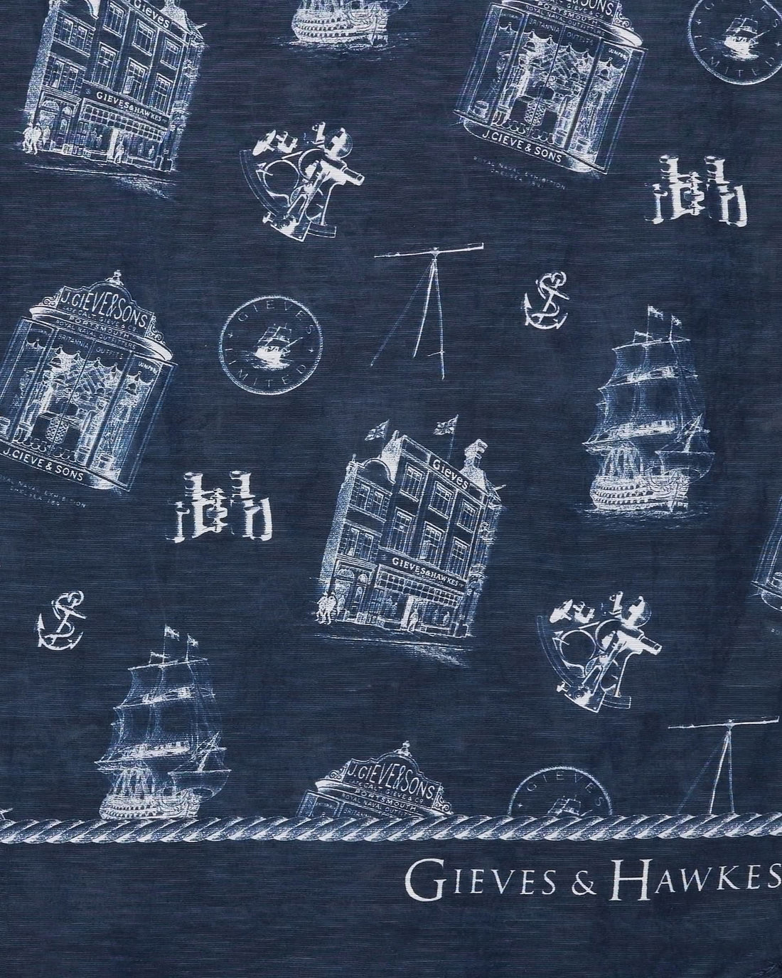 Peters Linen Cotton & Silk Portsmouth Heritage Scarf Navy