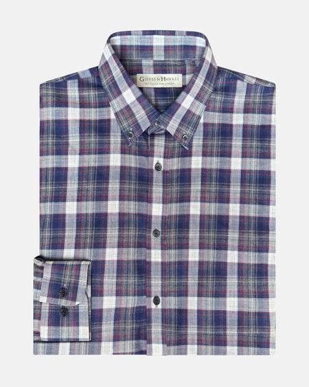 Simon Cotton Button Down Check Shirt