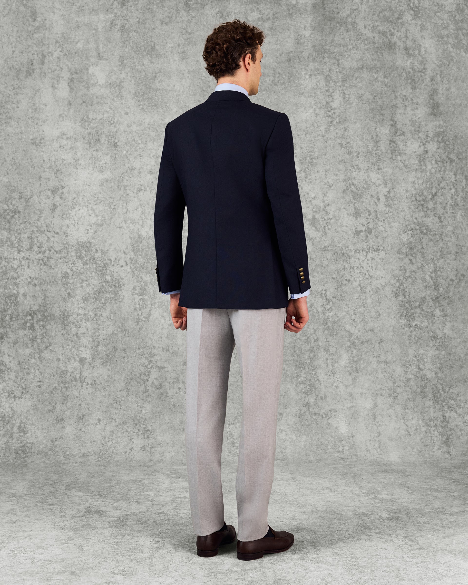 Ross Wool Fresco Double Breasted Blazer Navy