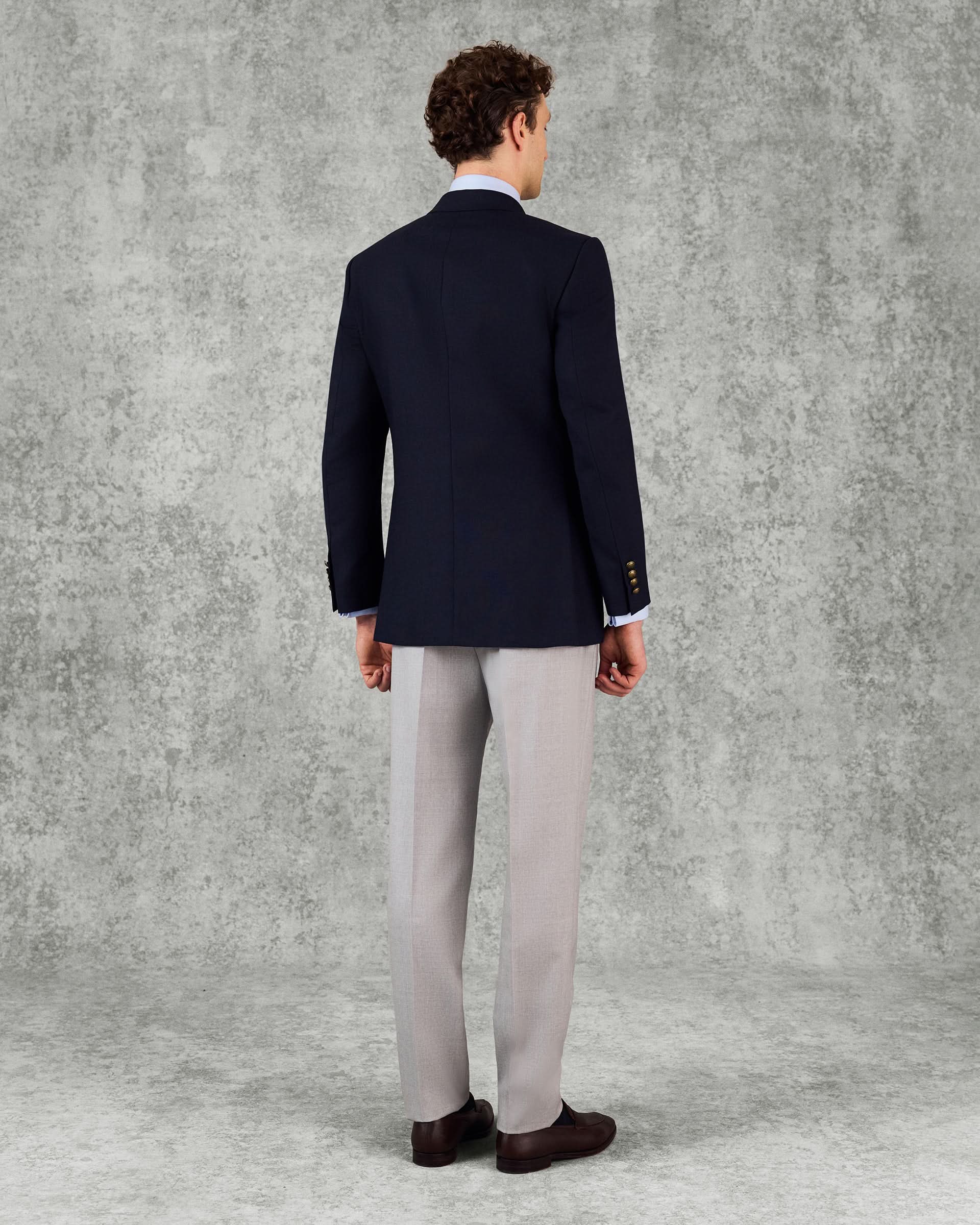 Ross Wool Fresco Double Breasted Blazer Navy