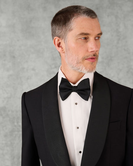 Shelford Black Wool Mohair Barathea Shawl Dinner Jacket