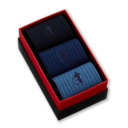 Simply 3 Pair Knitted Socks Blues