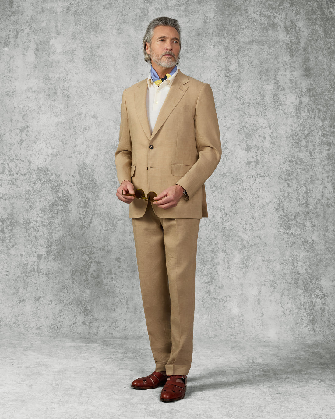 Speke Linen Virgin Wool Elastane Suit Tan