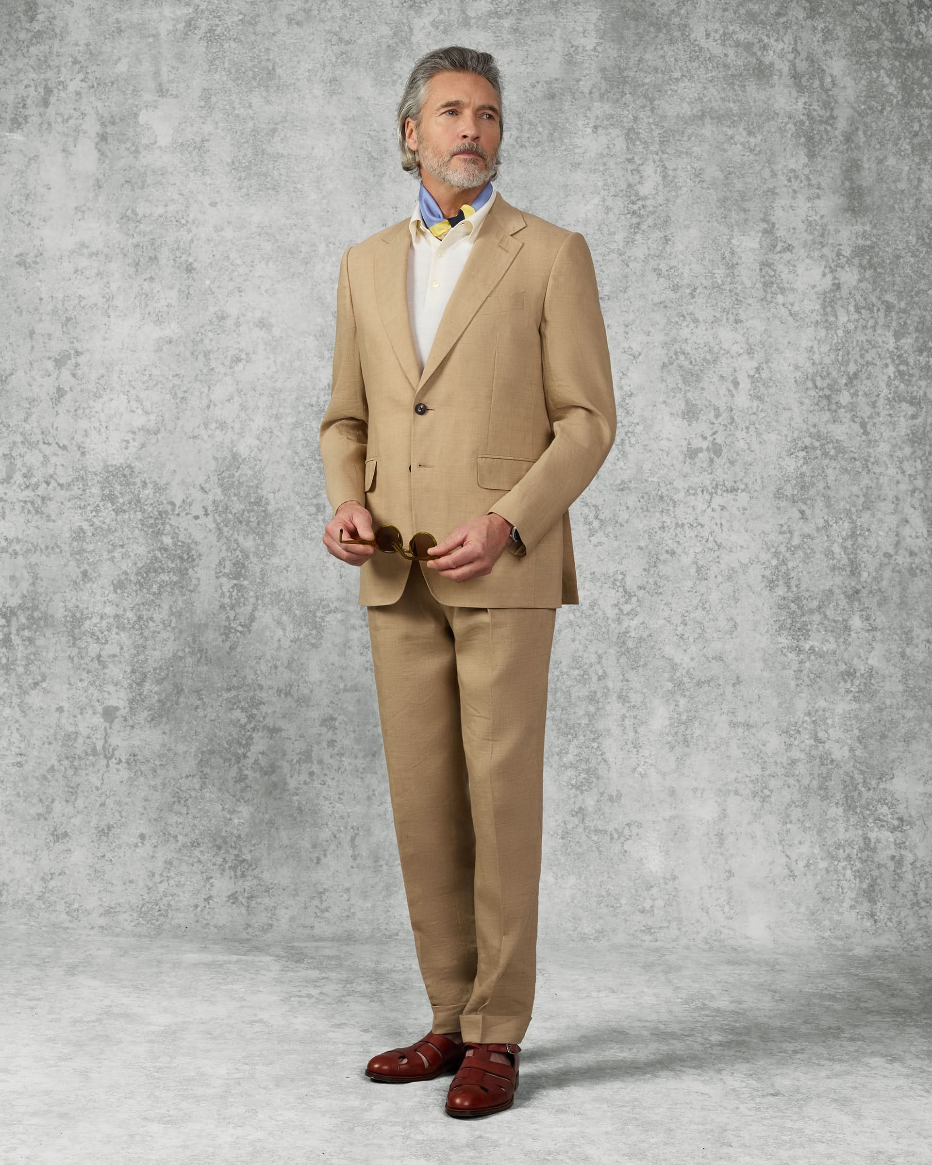 Speke Linen Virgin Wool Stretch Suit Tan