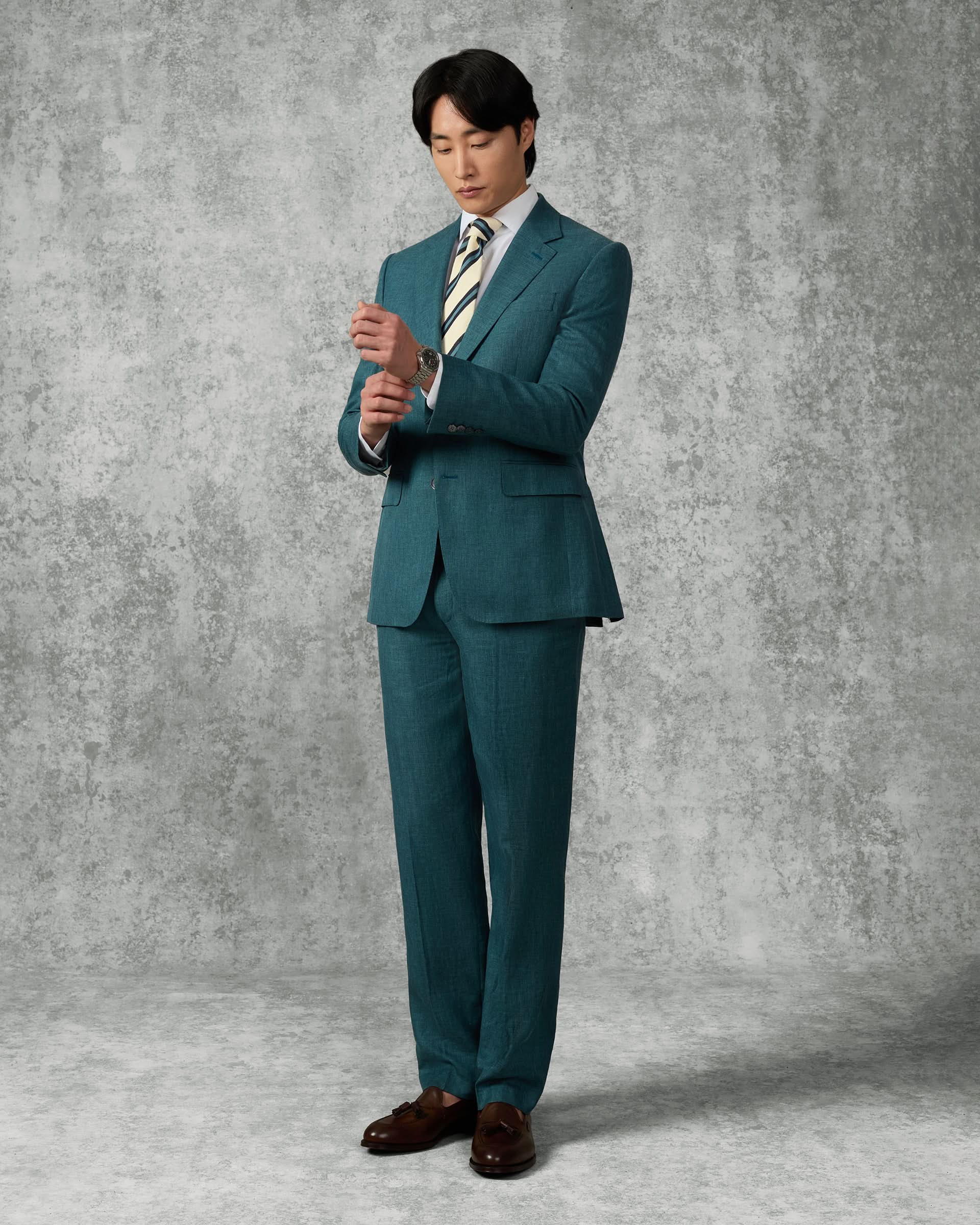 Hardy Virgin Wool Linen & Silk Suit Teal