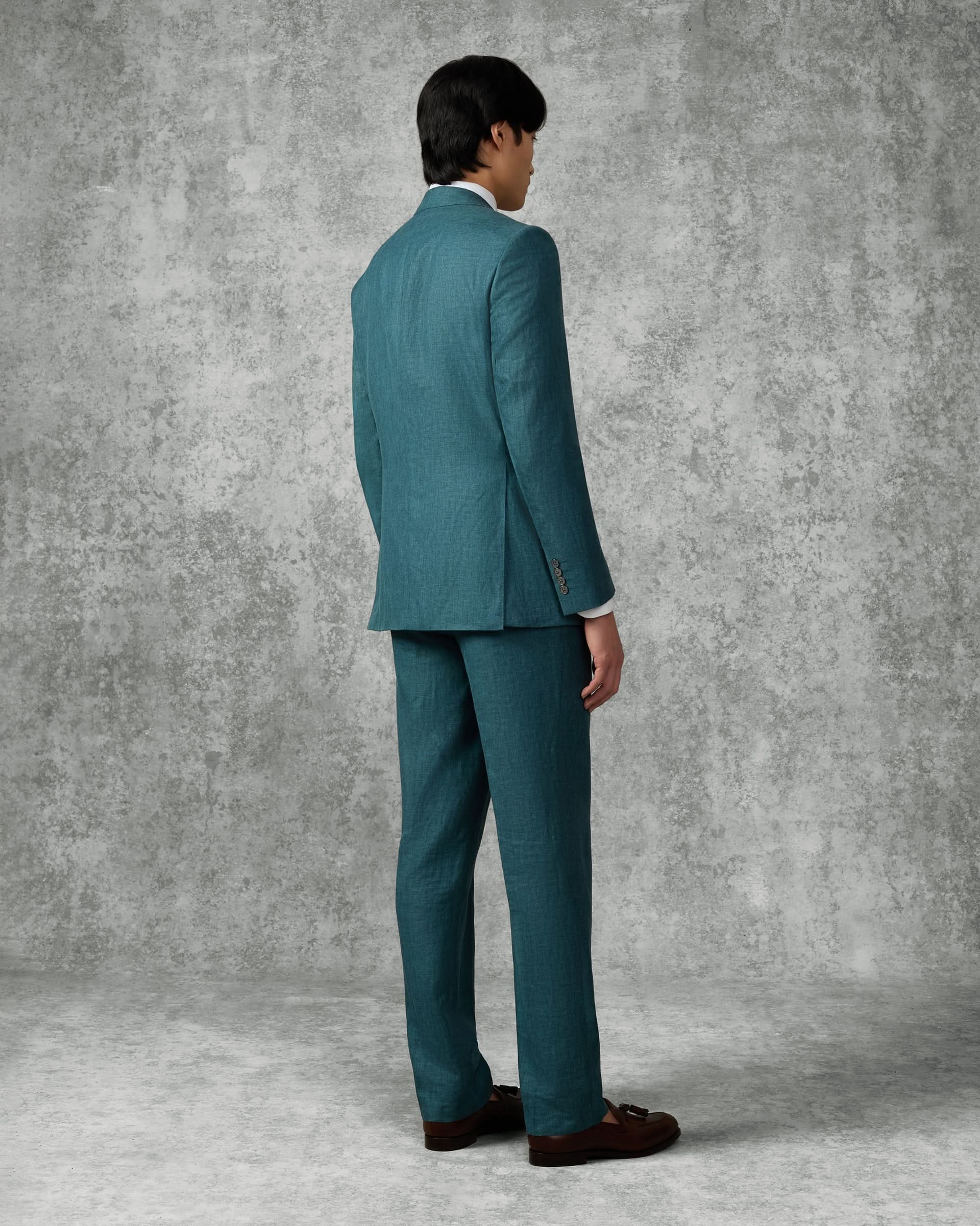 Hardy Virgin Wool Linen & Silk Suit Teal