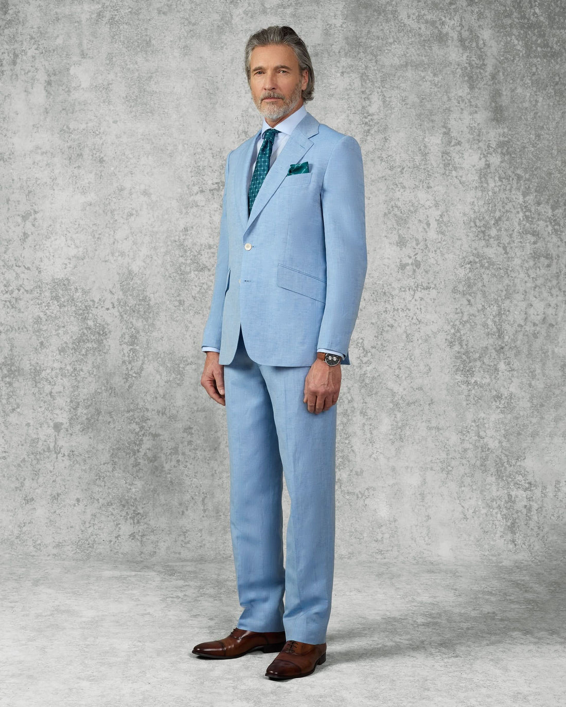 Sullivan Wool & Linen Flecked Suit Light Blue