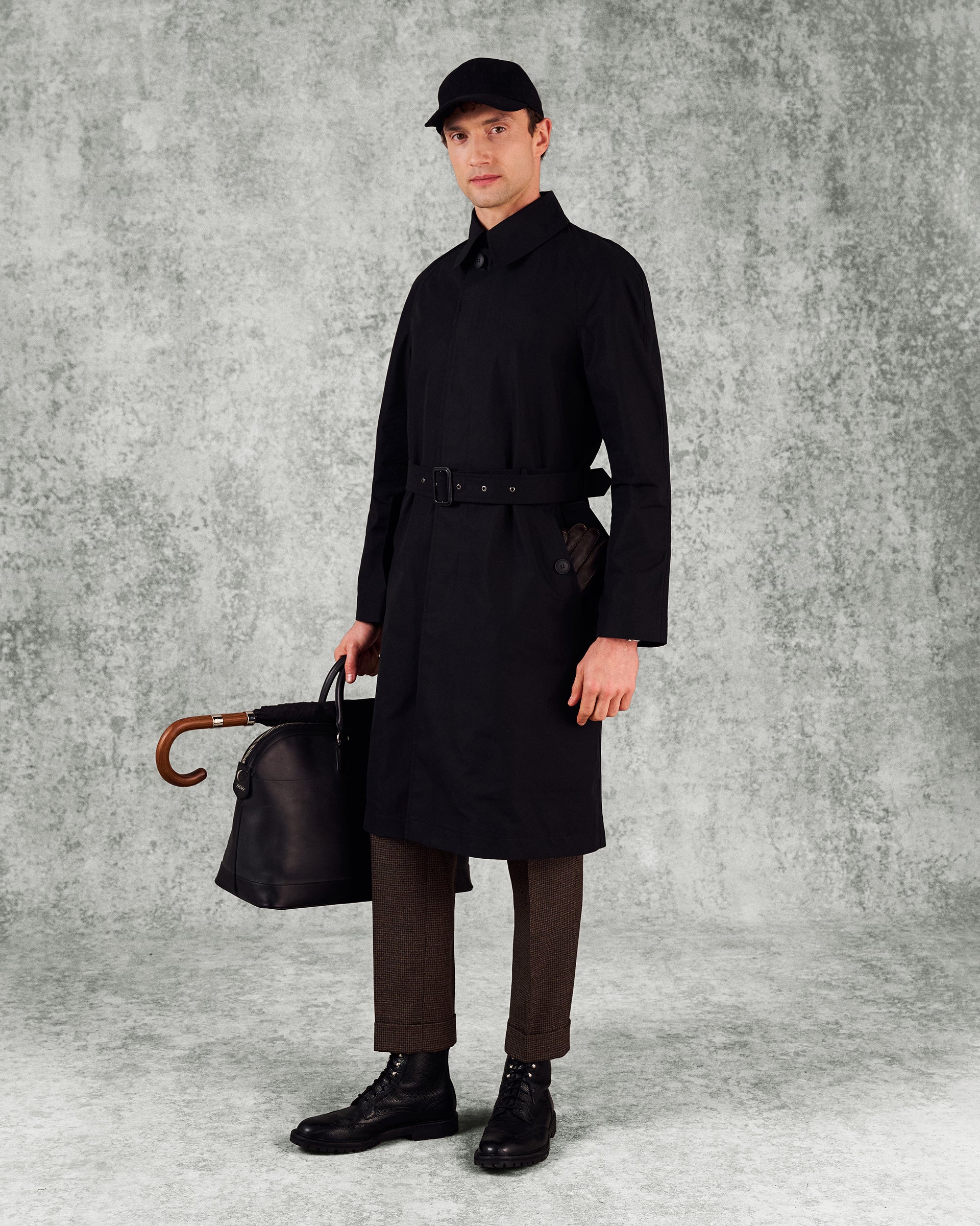Sargent Cotton Belted Mac Black
