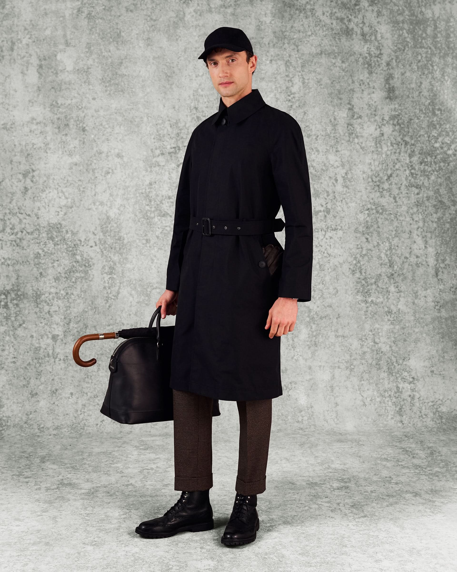 Sargent Ventile Cotton Water Repellent Belted Mac Black