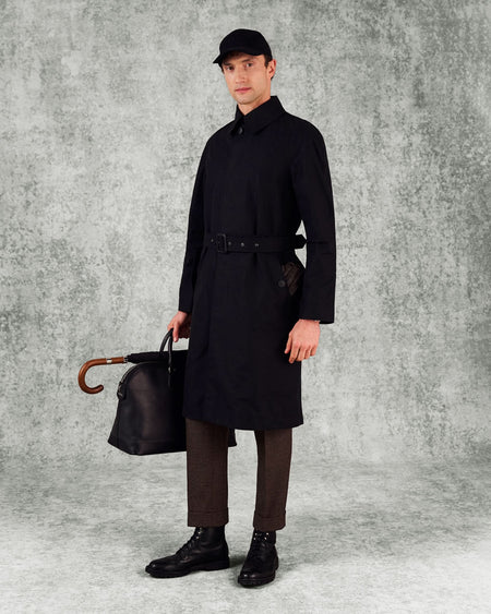 Sargent Ventile Cotton Water Repellent Belted Mac Black