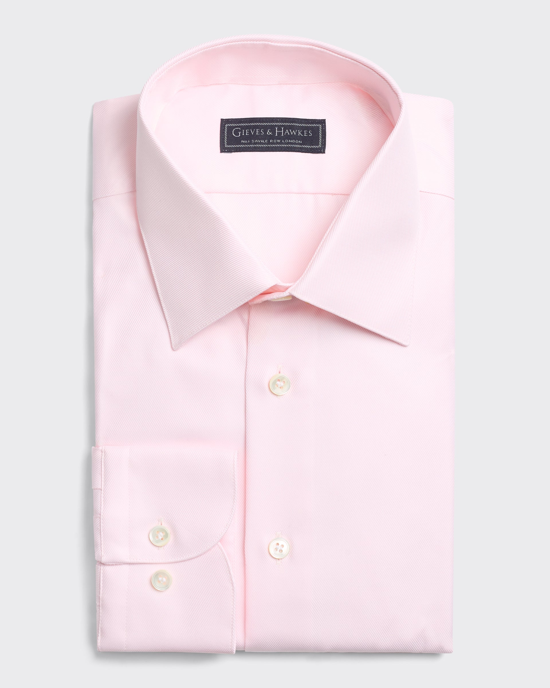 Leveson Cotton Twill Single Cuff Shirt Pink
