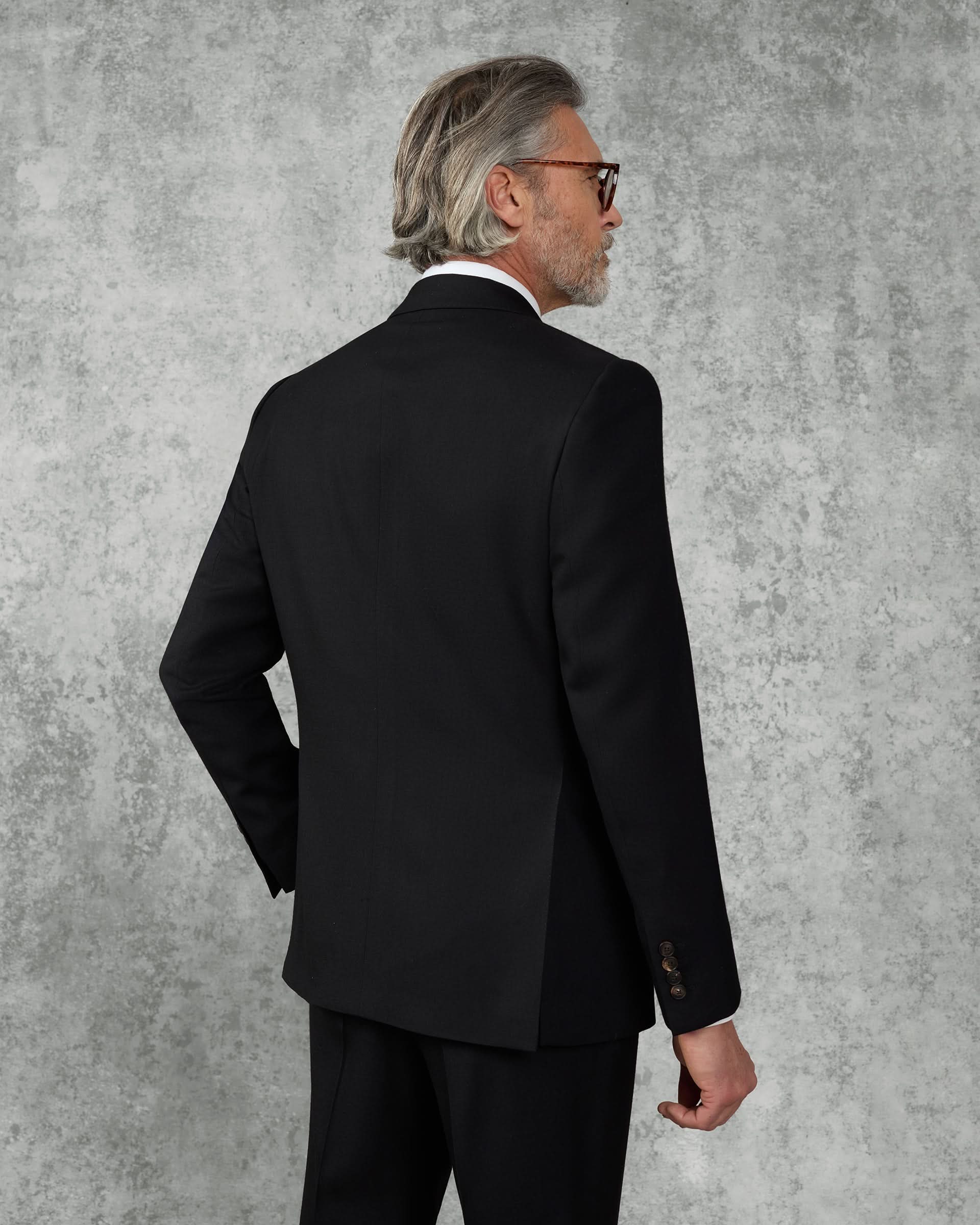 Stark Virgin Wool Twill Suit Jacket Black