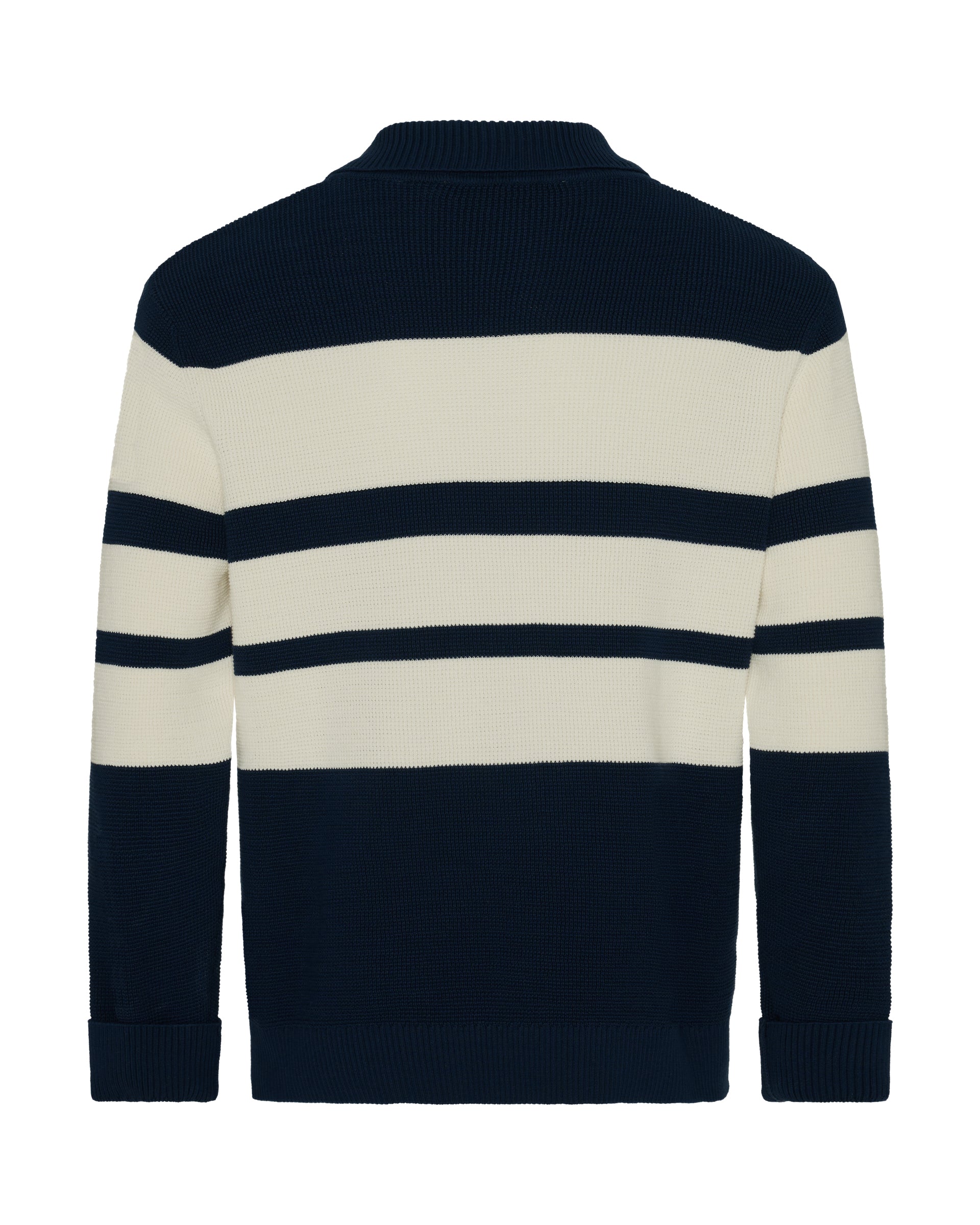 Stevens Cotton Striped Nautical Knitted Jumper Navy/White