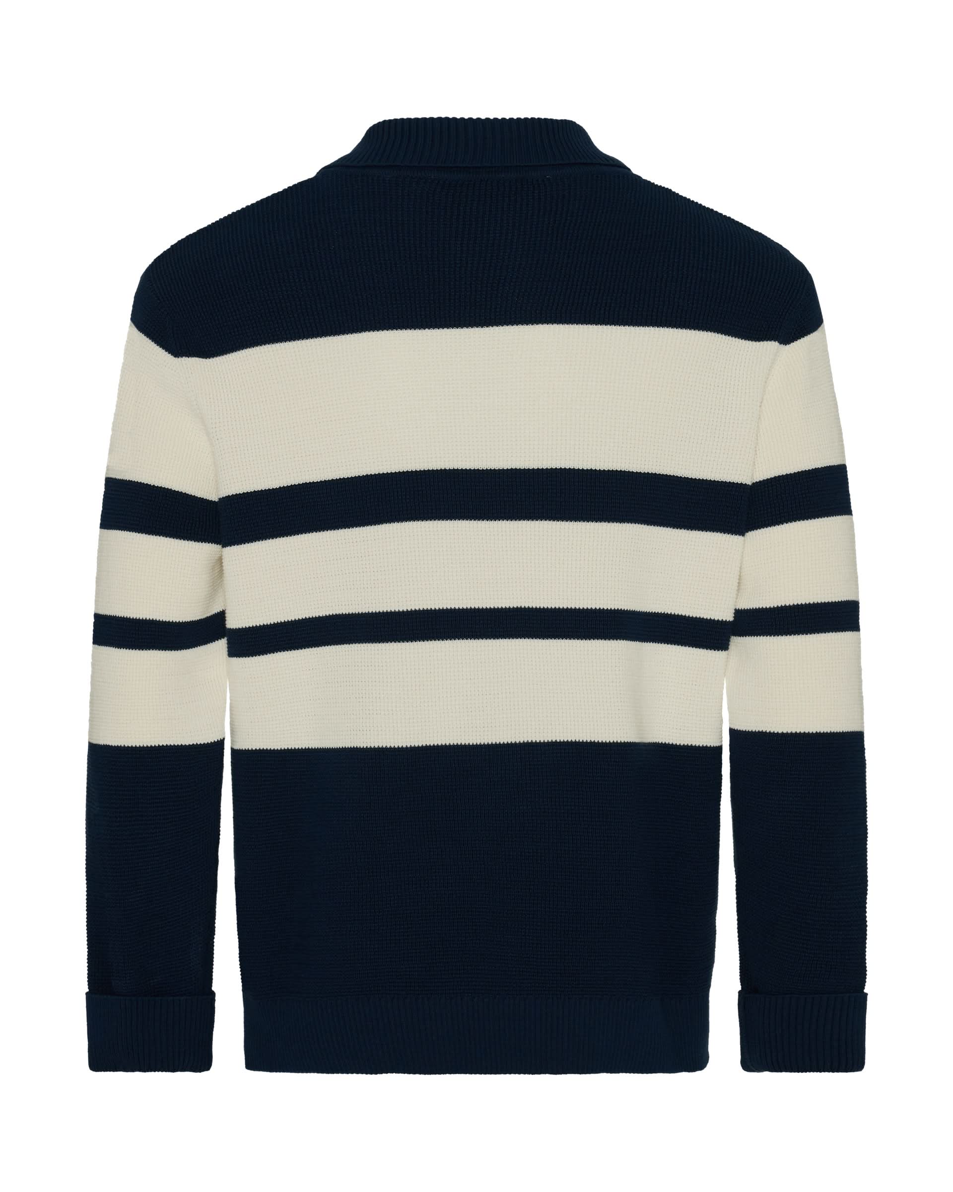 Stevens Cotton Striped Nautical Knitted Jumper Navy/White