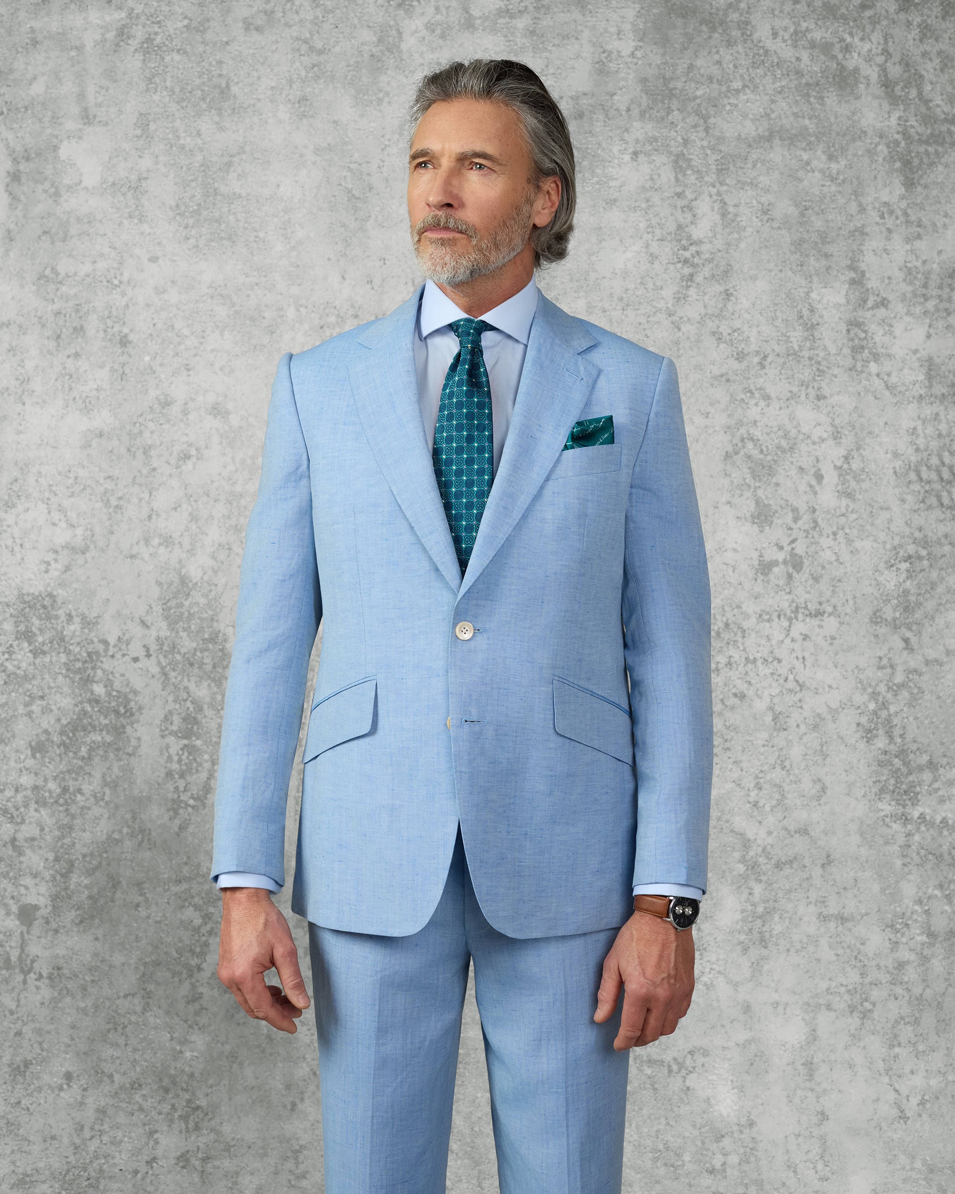 Sullivan Wool & Linen Flecked Suit Light Blue