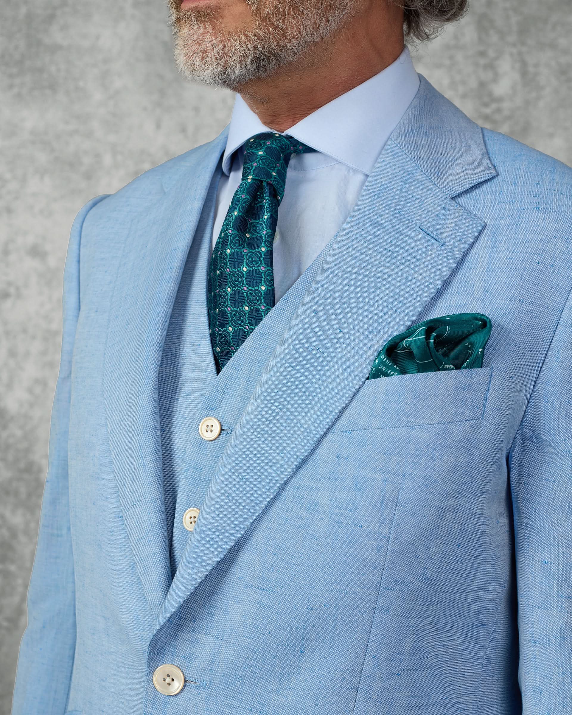 Sullivan Wool & Linen Flecked Suit Light Blue