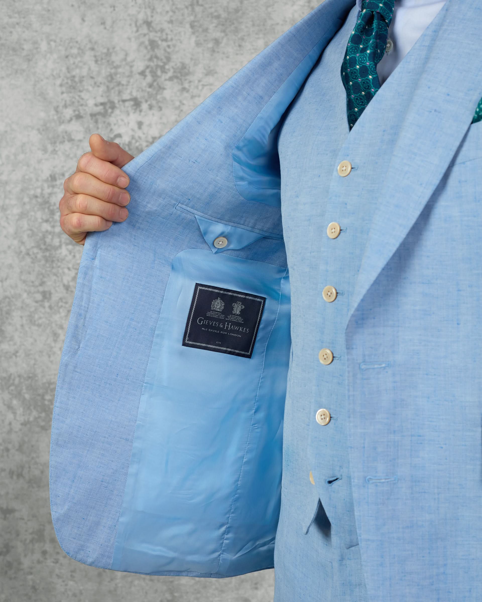 Sullivan Wool & Linen Flecked Suit Jacket Light Blue
