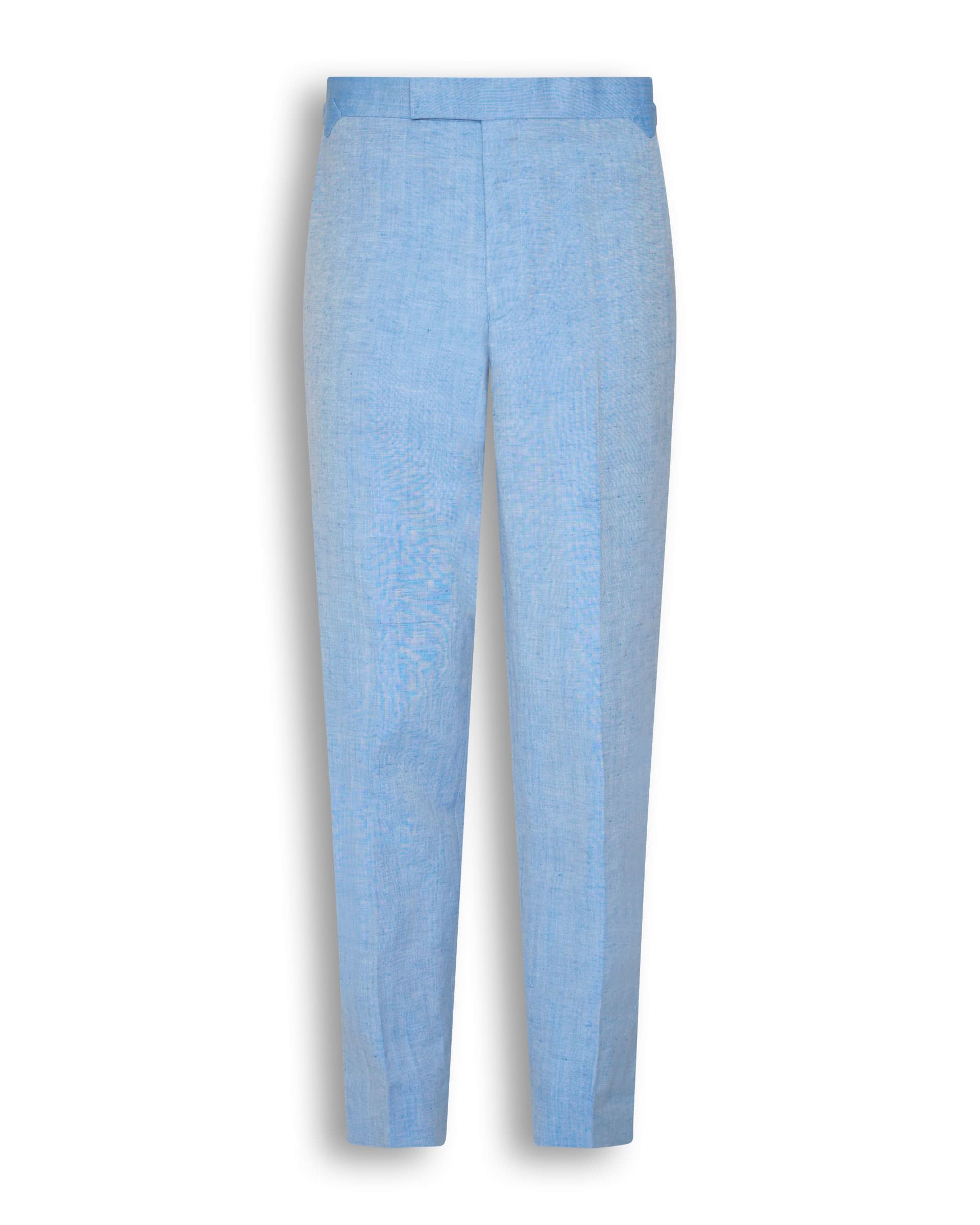 Sullivan Wool & Linen Flecked Suit Trousers Light Blue