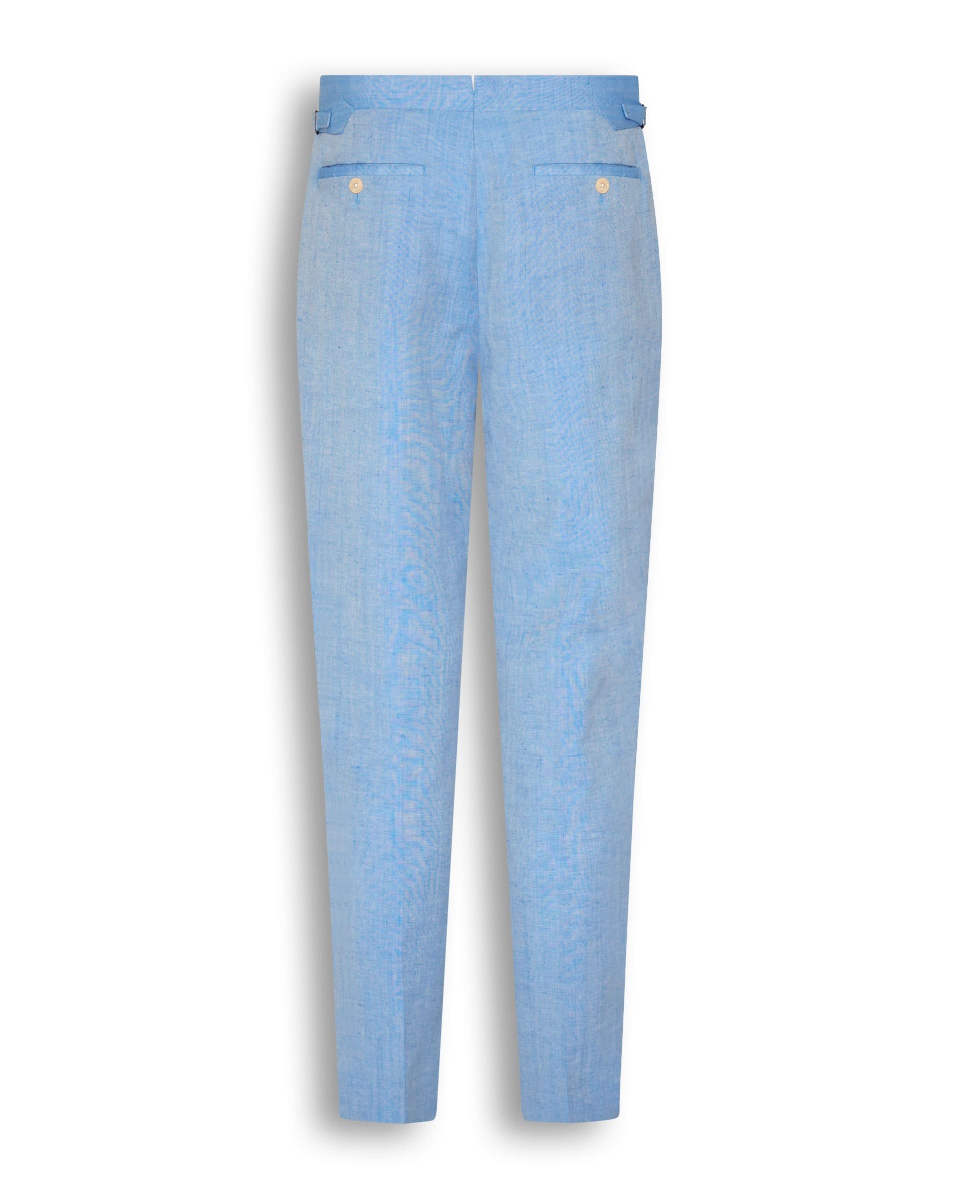 Sullivan Wool & Linen Flecked Suit Trousers Light Blue