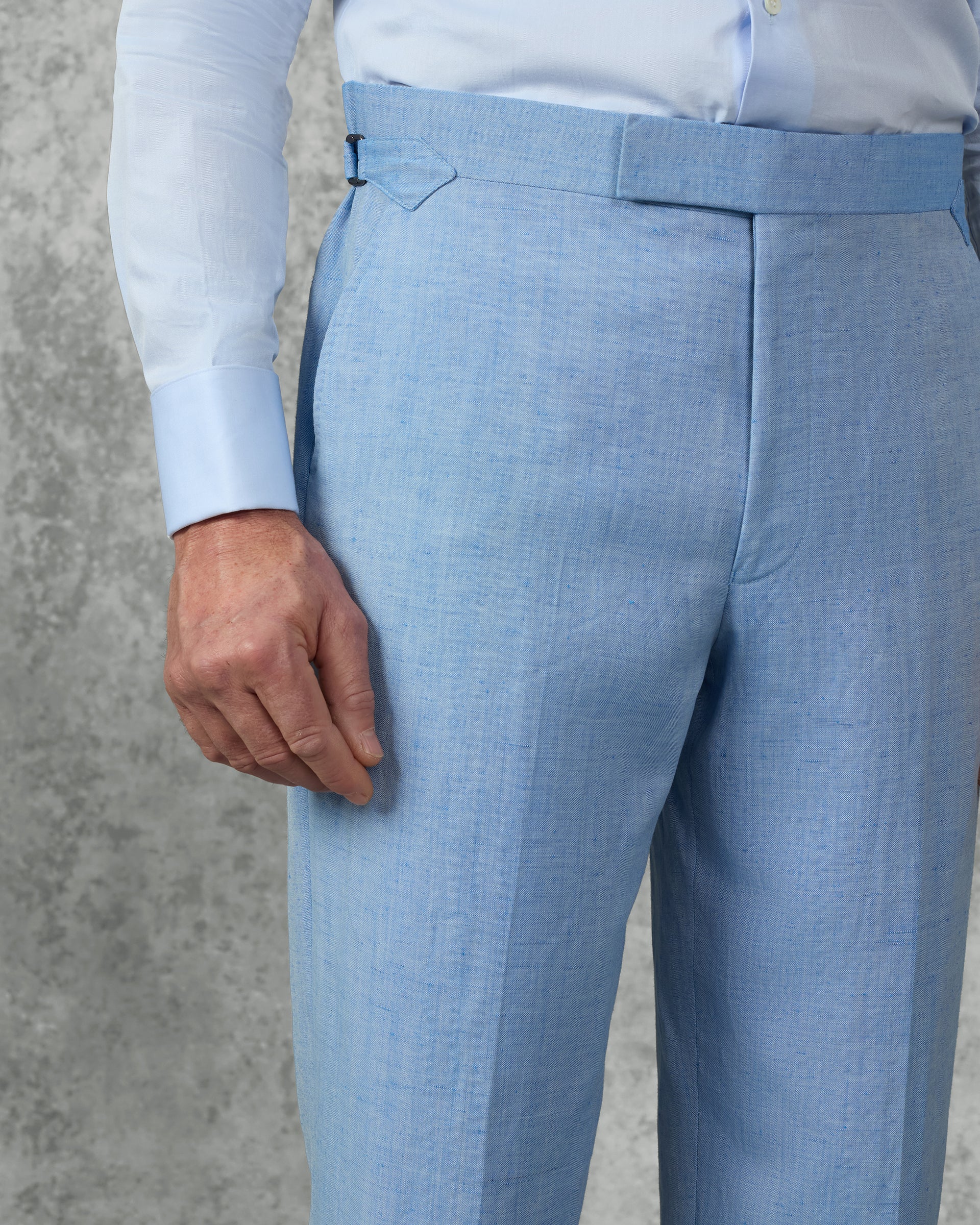 Sullivan Wool & Linen Flecked Suit Trousers Light Blue