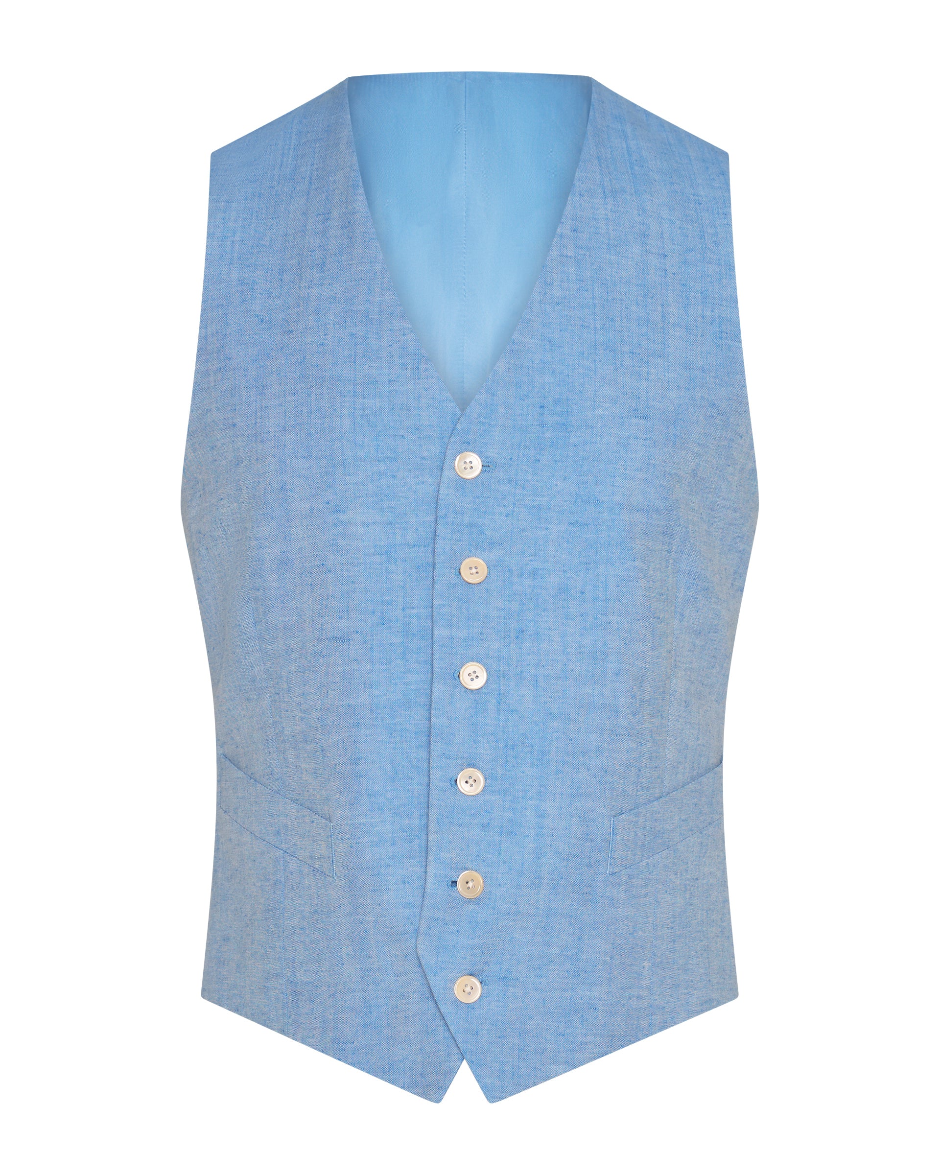 Sullivan Wool & Linen Flecked Waistcoat Light Blue