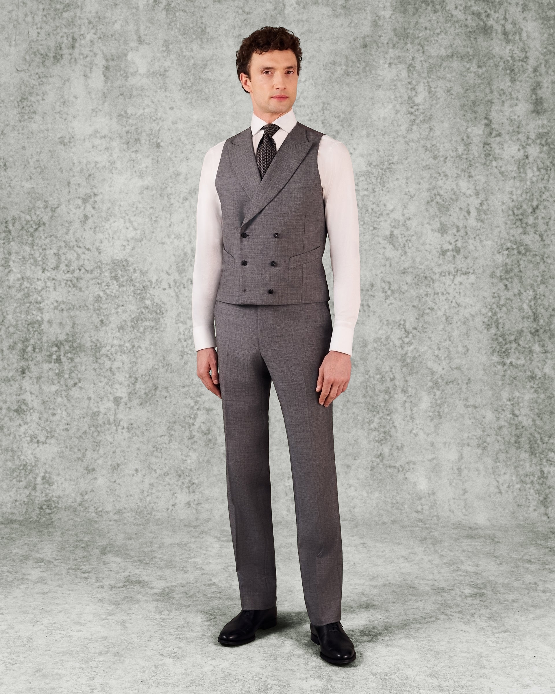 Torlese Virgin Wool Morning Suit With Double Breasted Waistcoat Grey