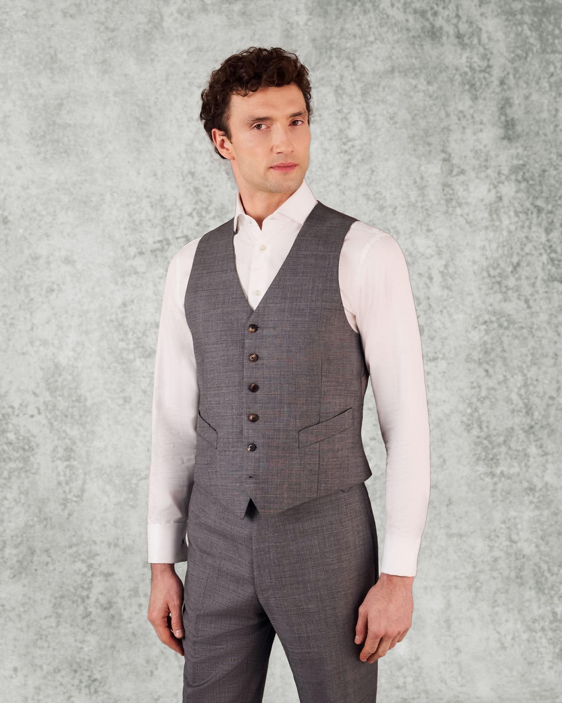 Torlese Virgin Wool Sharkskin Morning Waistcoat Grey