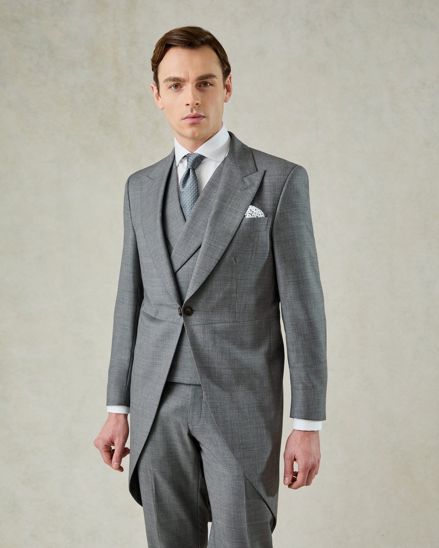 Torlese Double Breasted Virgin Wool Morning Suit Grey
