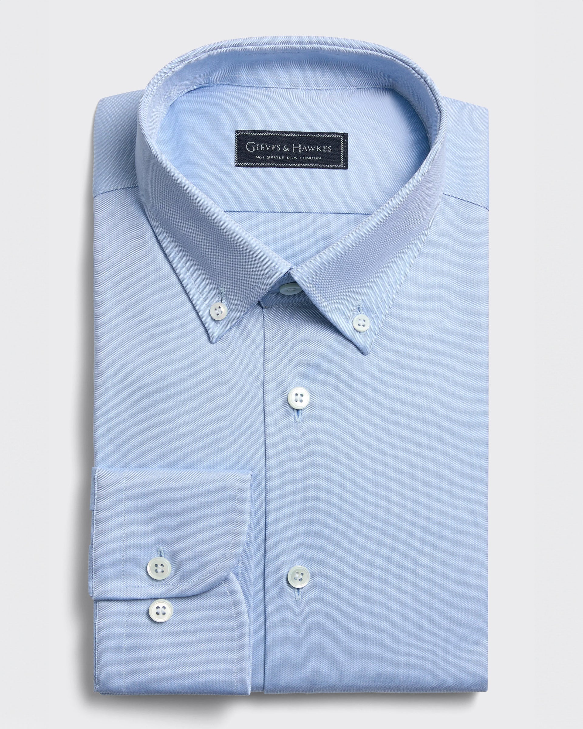 Lilburn Oxford Cotton Button-Down Single Cuff Shirt Blue