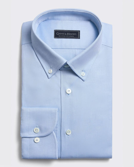 Lilburn Oxford Cotton Button-Down Single Cuff Shirt Blue
