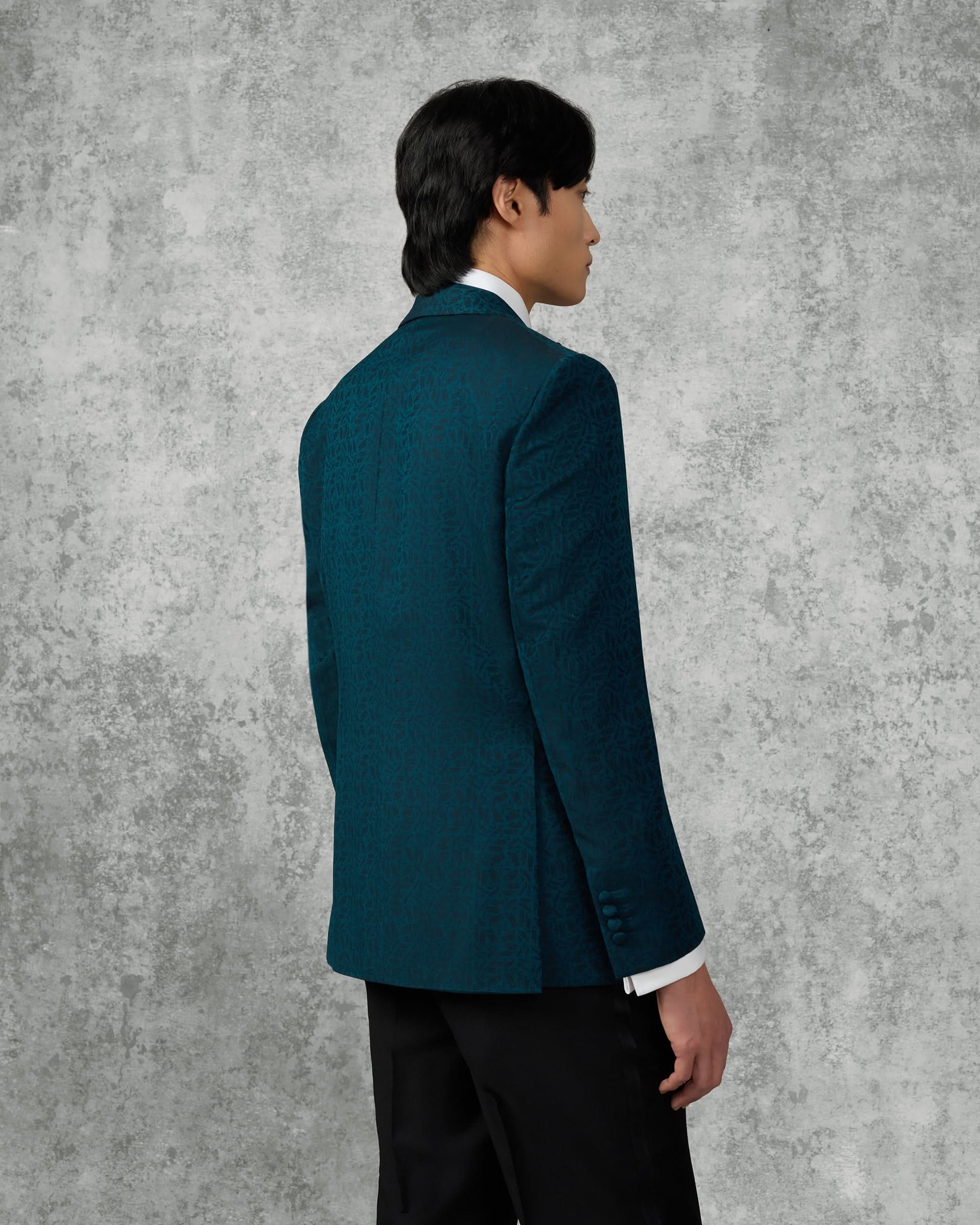 Vincent Wool & Linen Portsmouth Man Jacquard Dress Suit Teal
