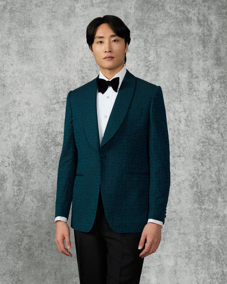 Vincent Wool & Linen Portsmouth Man Jacquard Dress Jacket Teal