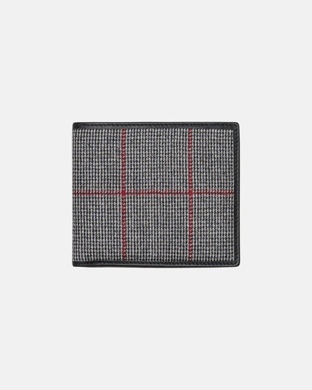 Checked Flannel And Leather Billfold Wallet Black