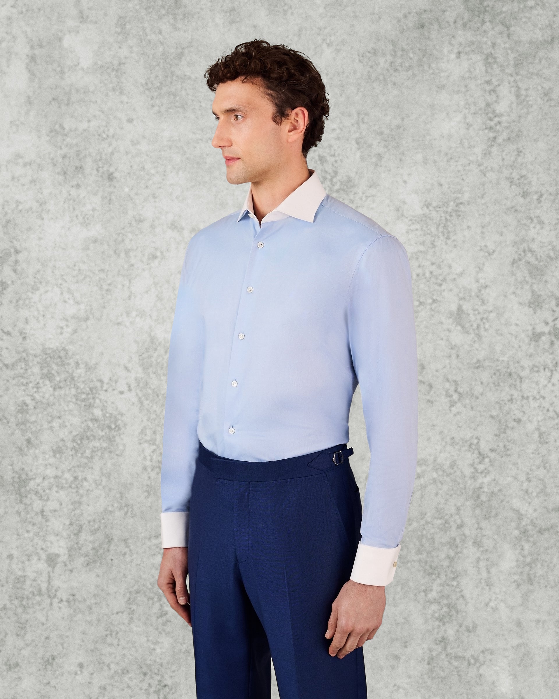 Warren Cotton Double Cuff Shirt Blue
